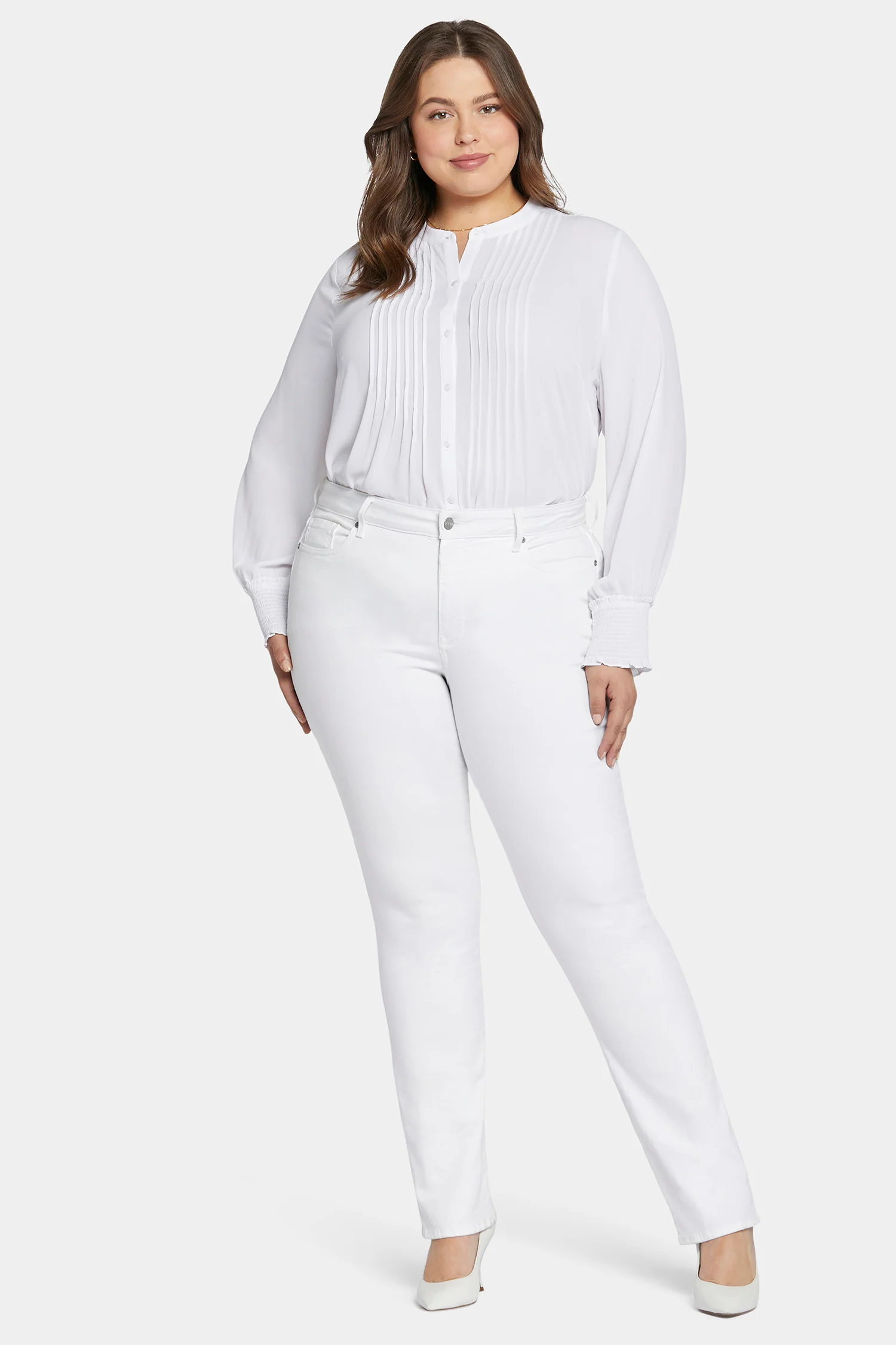 Marilyn Straight Jeans In Plus Size - Optic White - Image 4