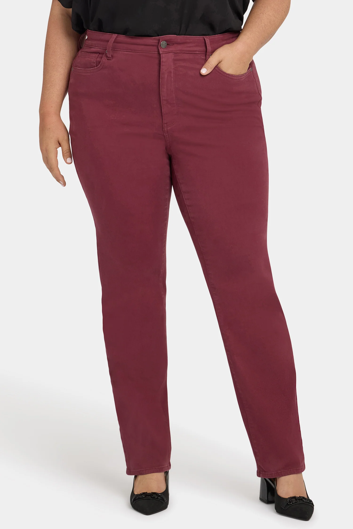 Marilyn Straight Jeans In Plus Size - True Burgundy - Image 5