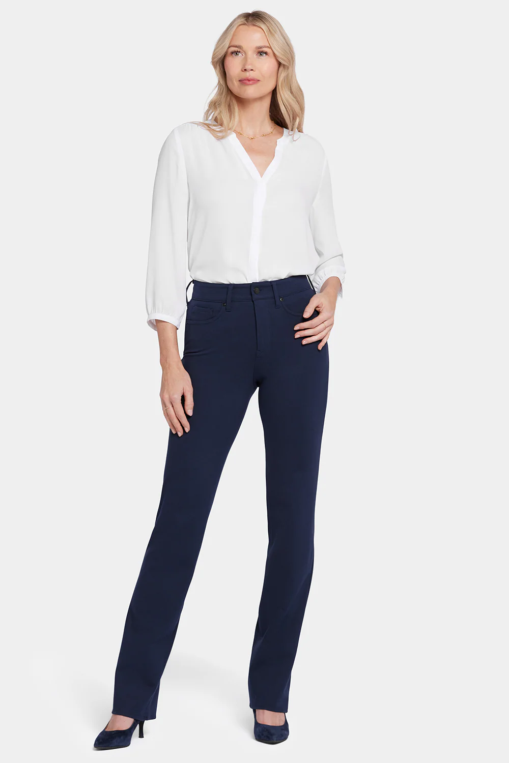 Marilyn Straight Pants In Petite - Oxford Navy - Image 4