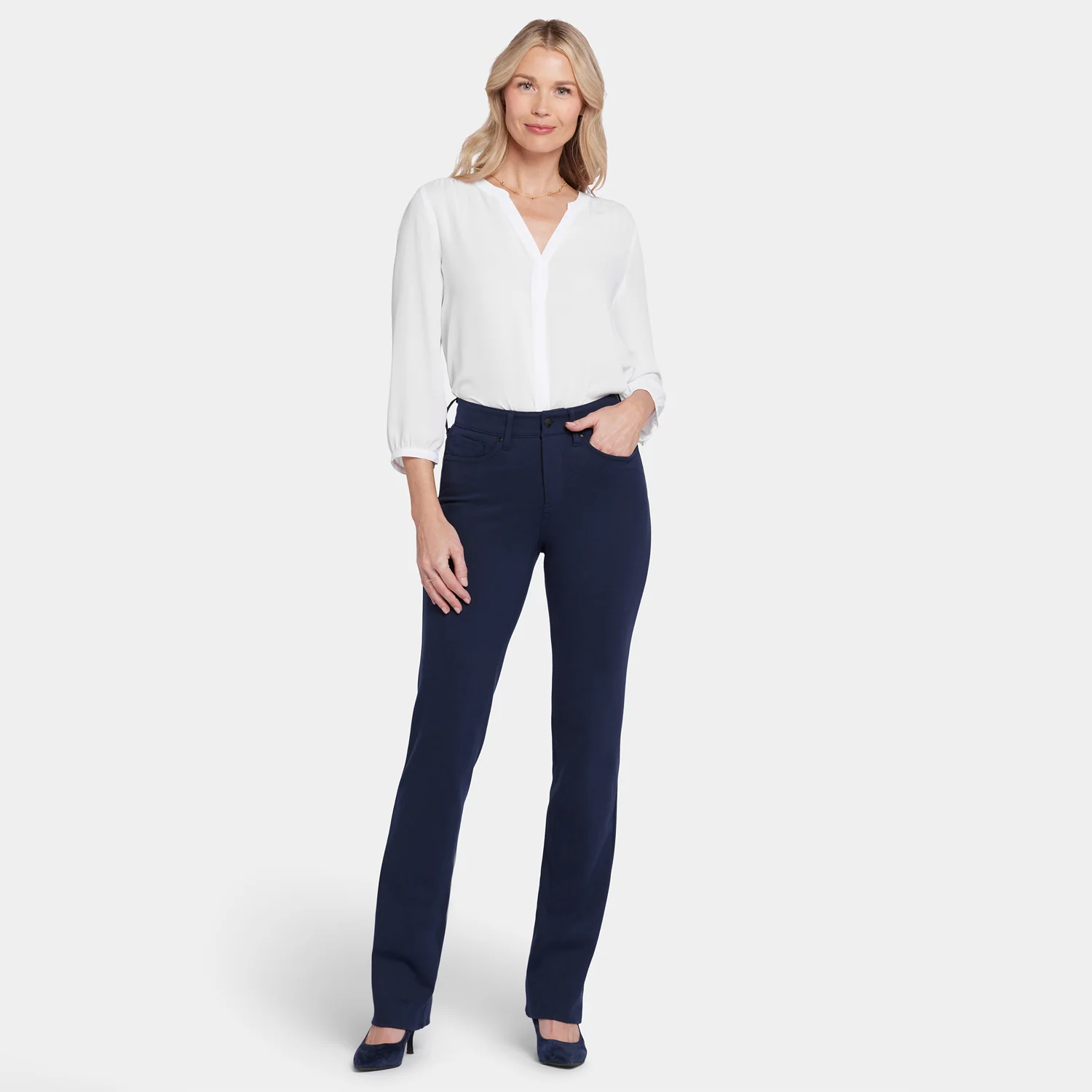 Marilyn Straight Pants In Petite - Oxford Navy - Image 7
