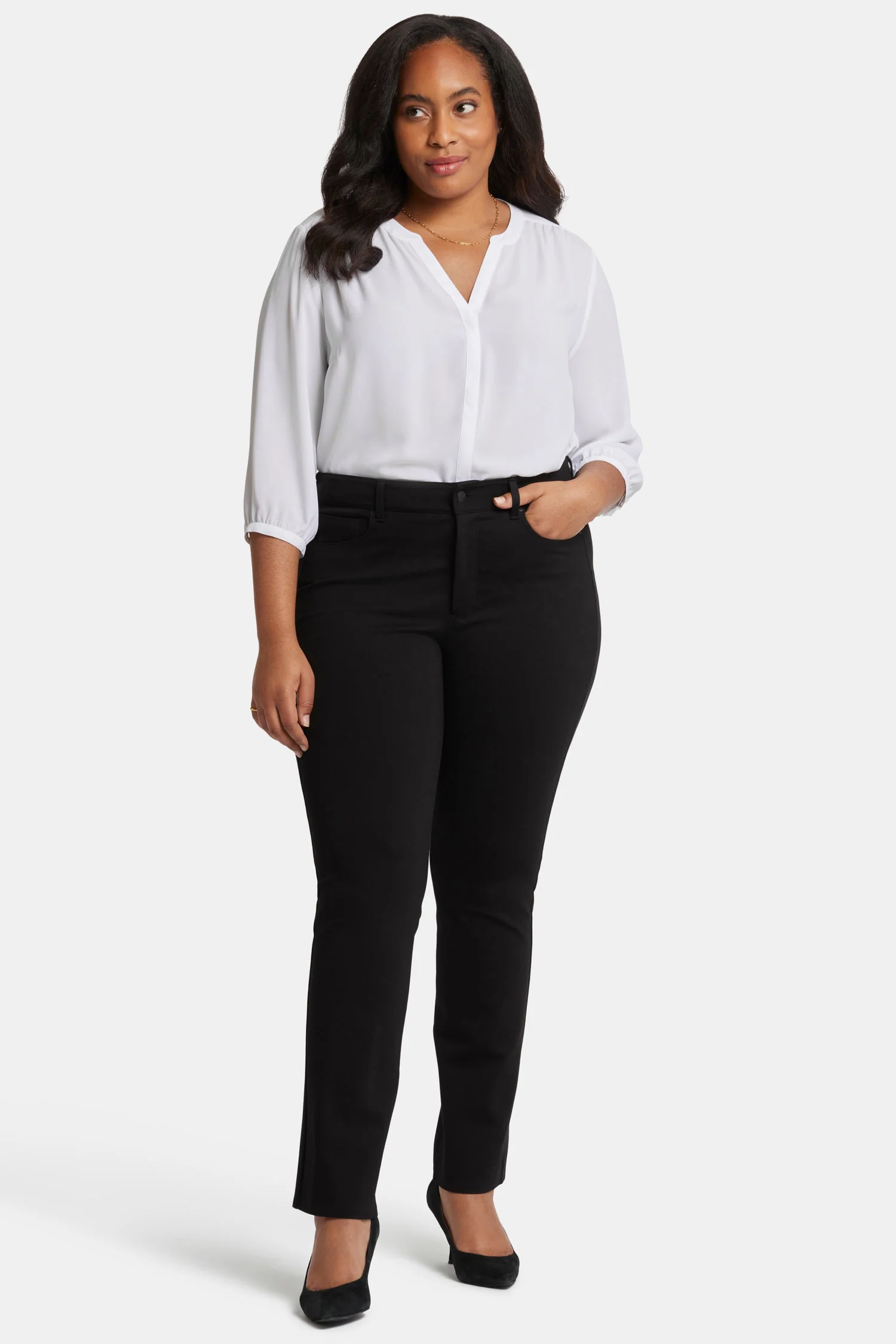 Marilyn Straight Pants In Plus Size - Black - Image 4