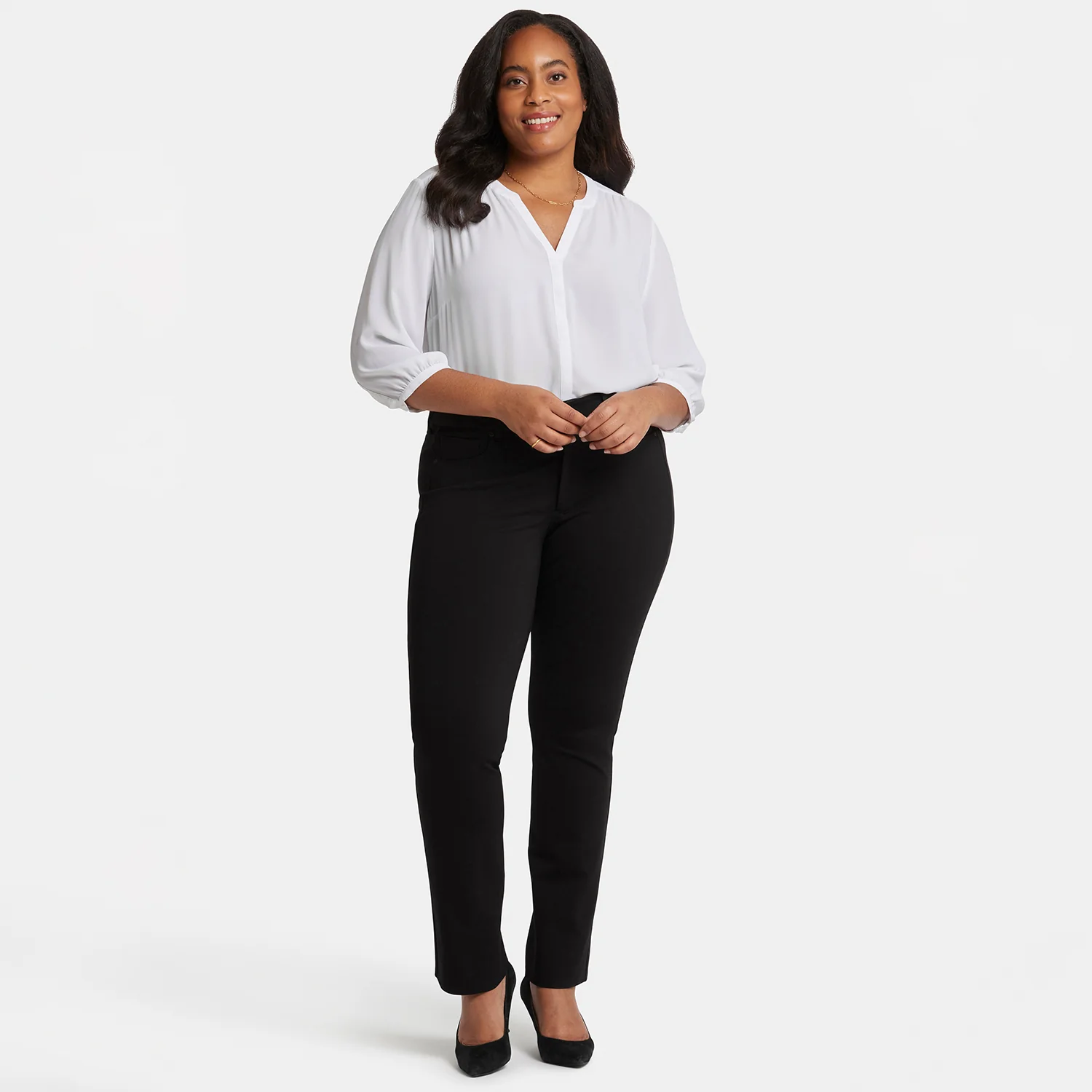 Marilyn Straight Pants In Plus Size - Black - Image 7