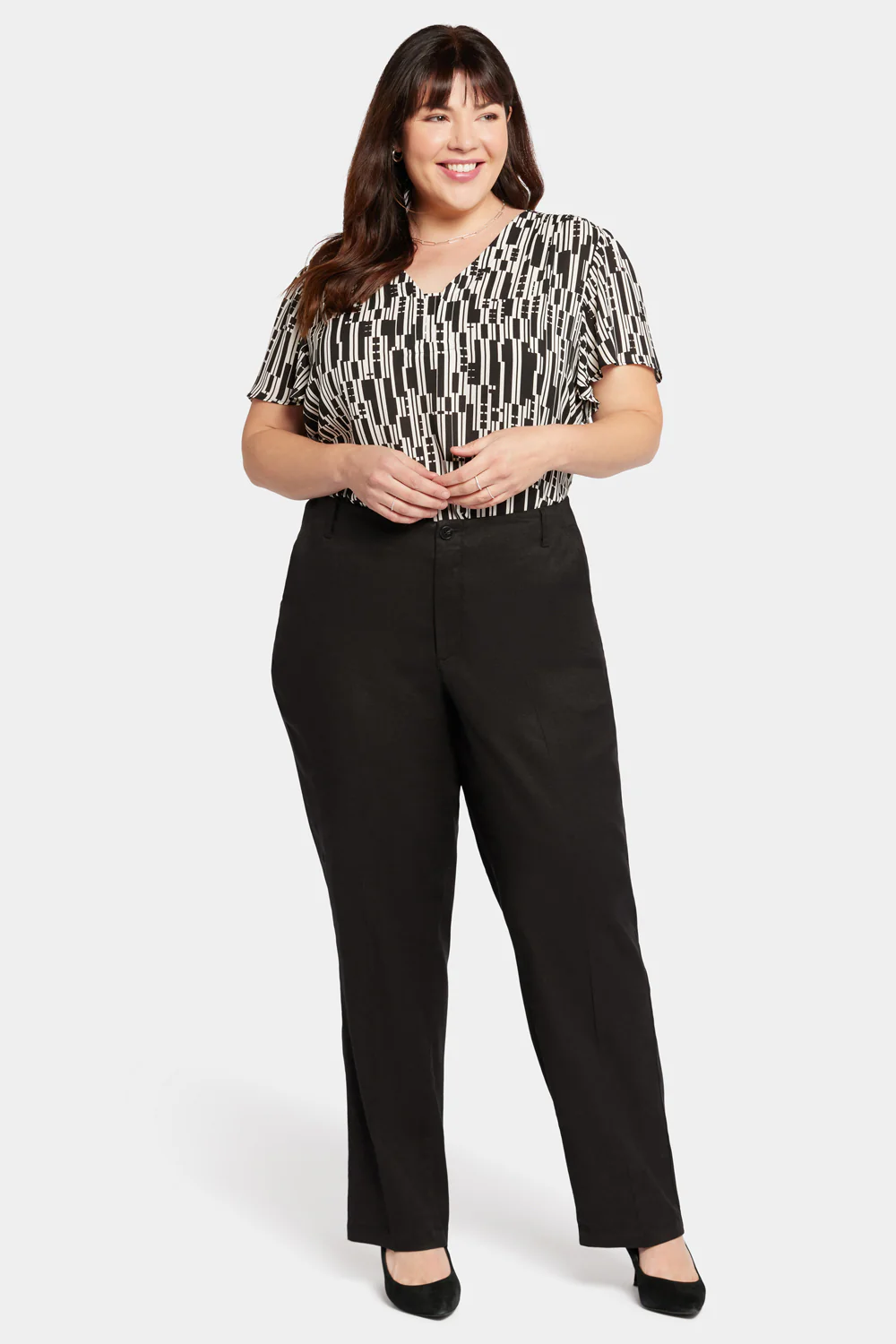 Marilyn Straight Pants In Plus Size - Black - Image 4