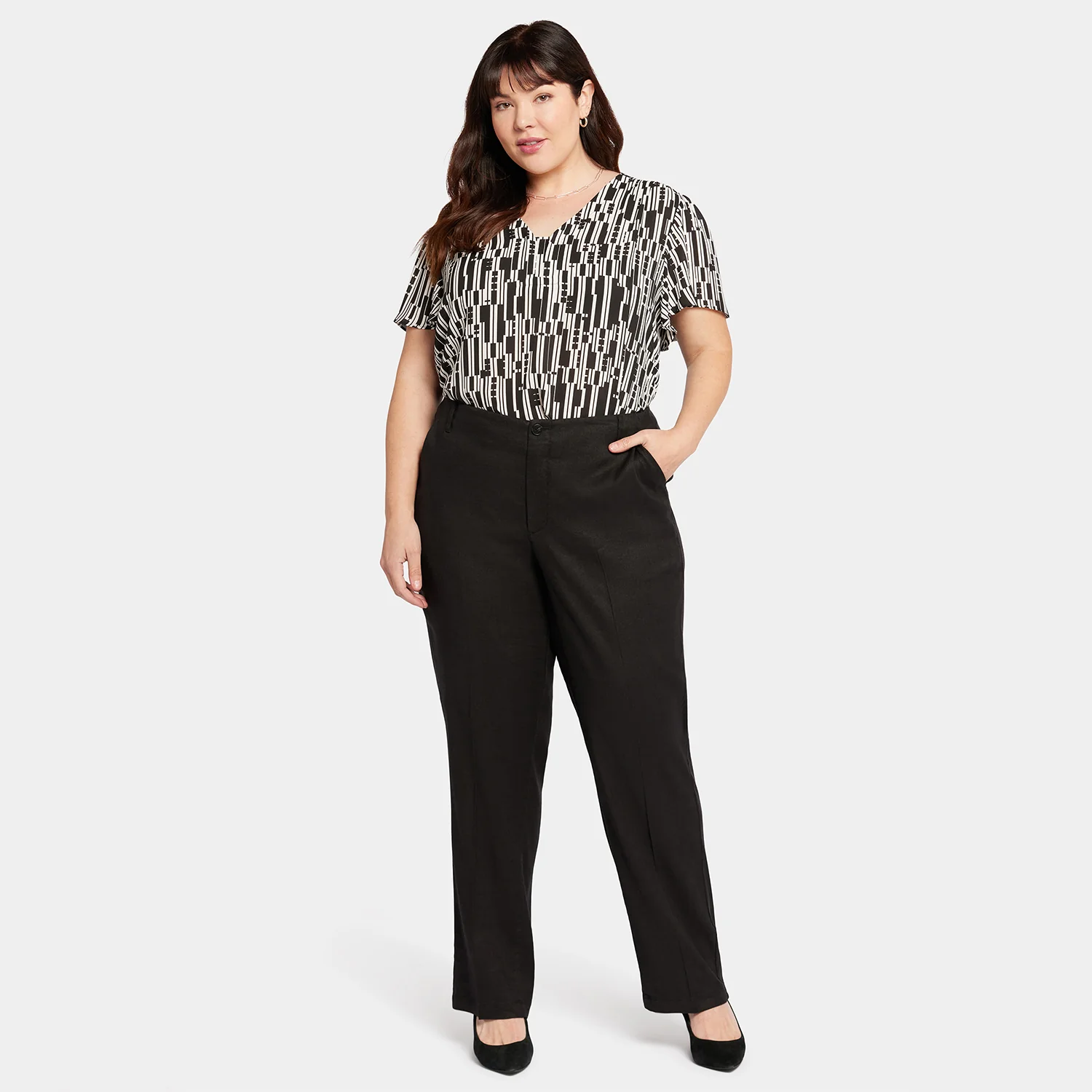 Marilyn Straight Pants In Plus Size - Black - Image 7