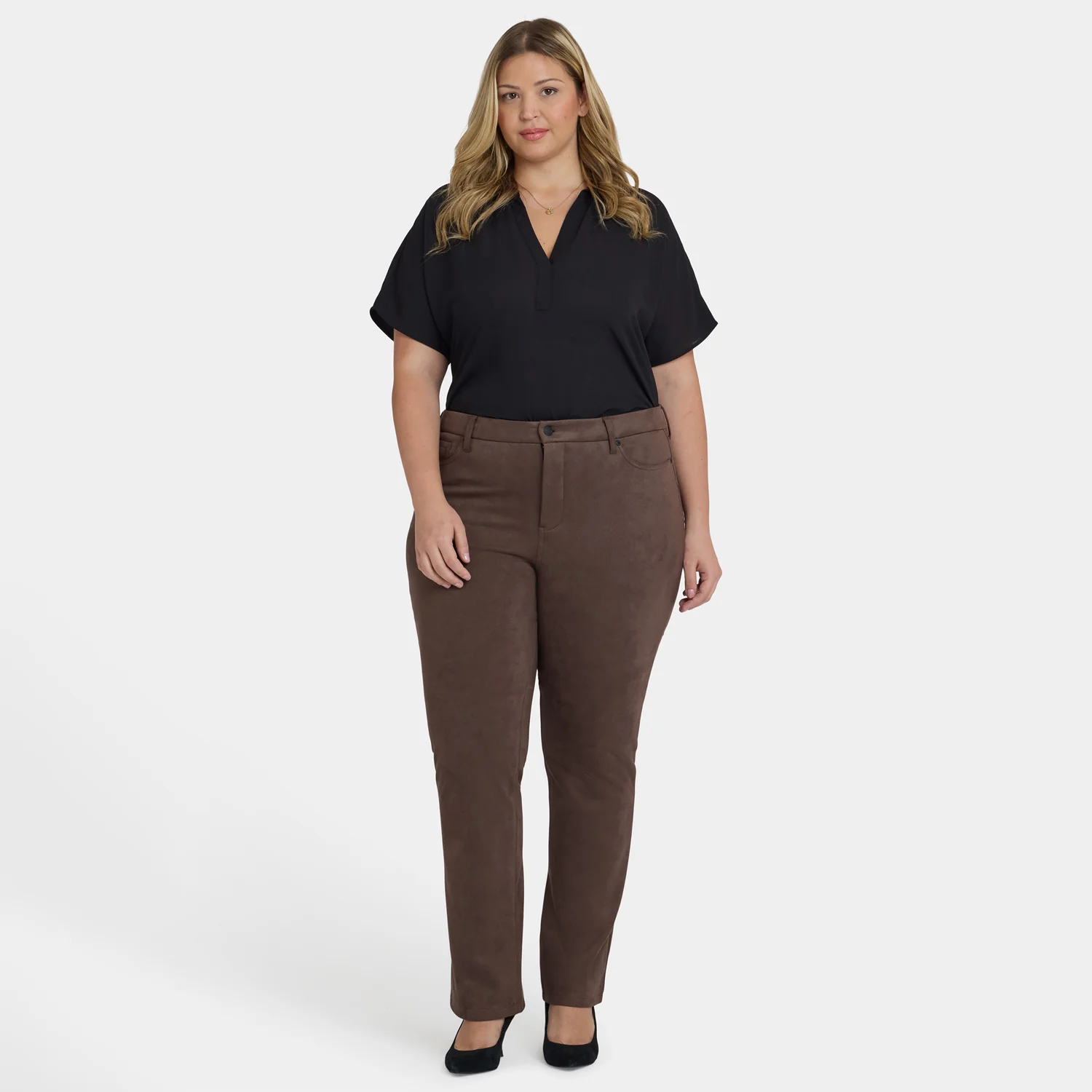 Marilyn Straight Pants In Plus Size - Coffee Bean - Image 6