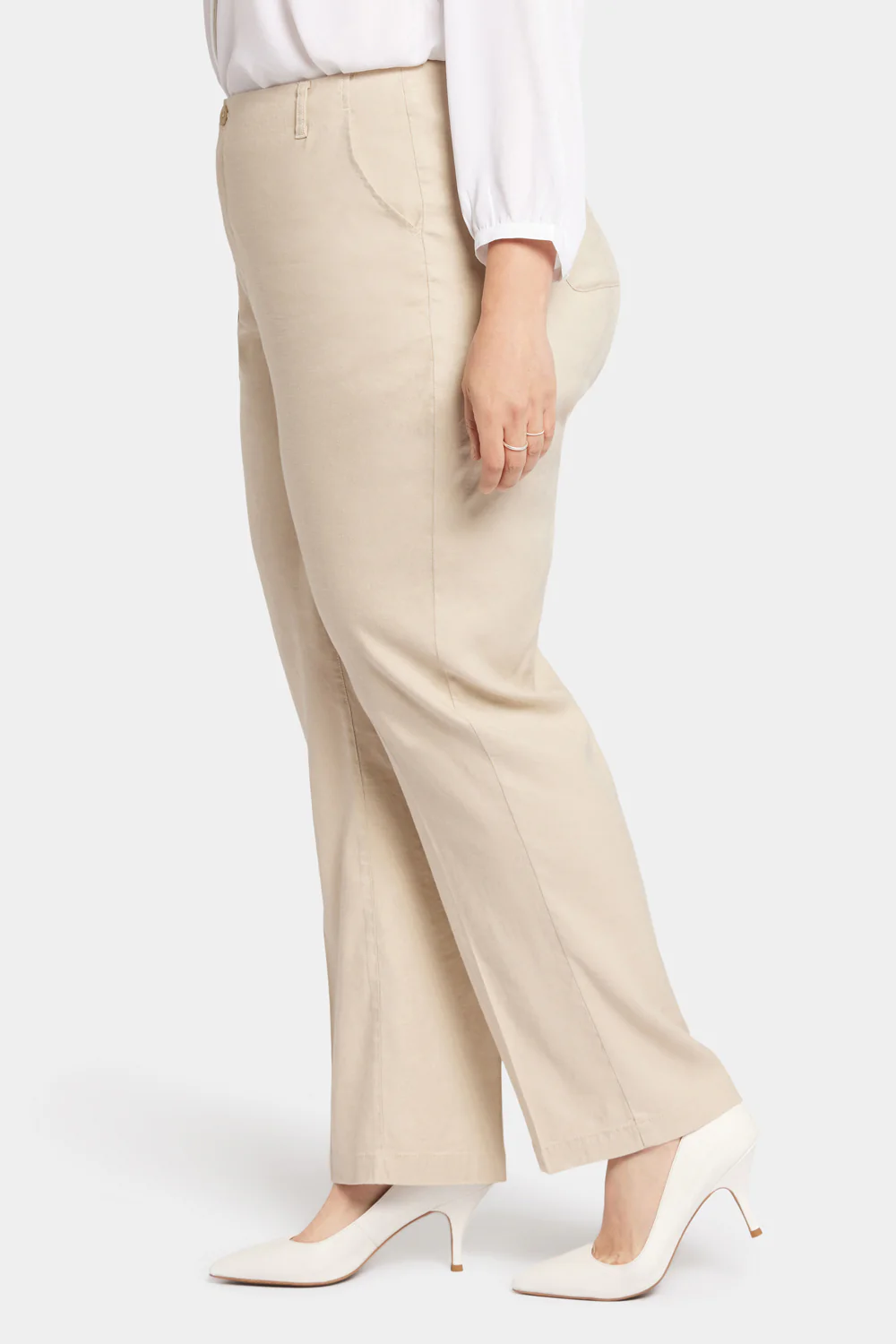 Marilyn Straight Pants In Plus Size - Feather - Image 3