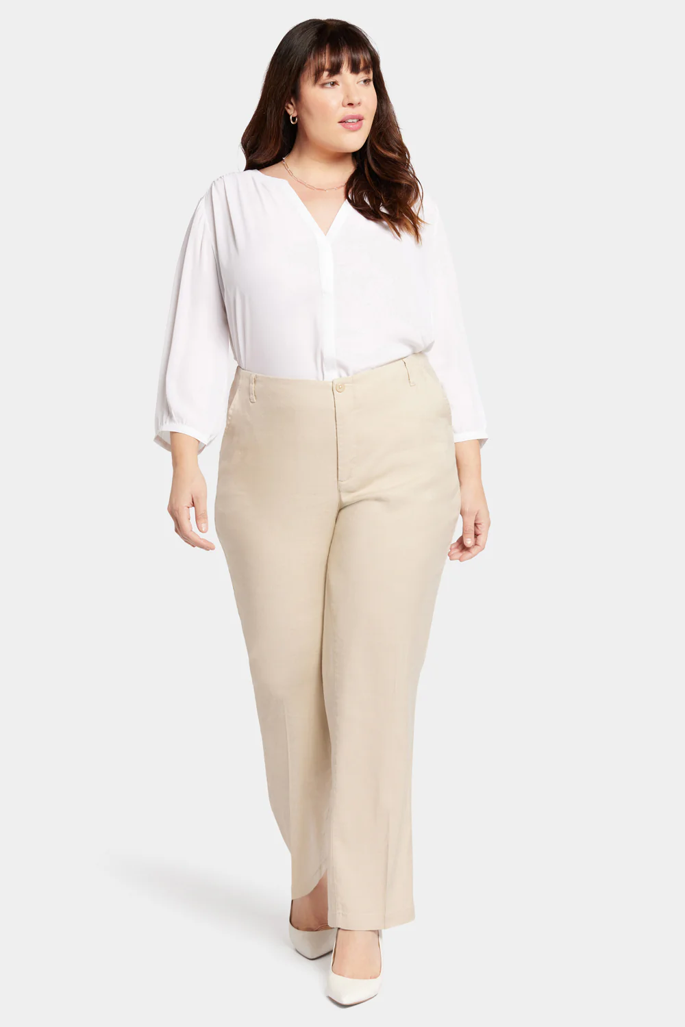 Marilyn Straight Pants In Plus Size - Feather - Image 4
