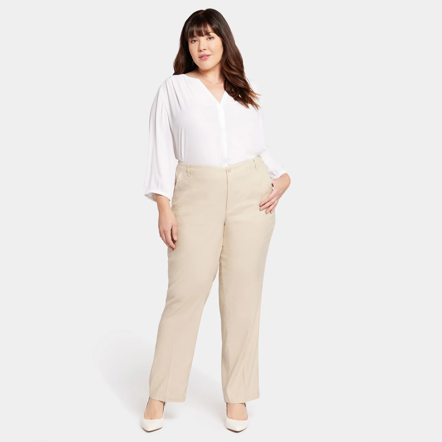 Marilyn Straight Pants In Plus Size - Feather - Image 7