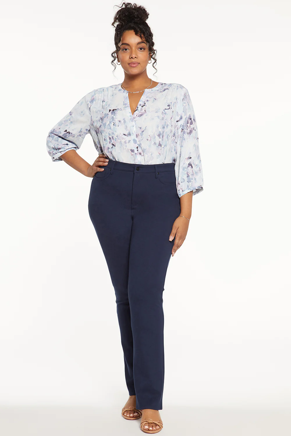 Marilyn Straight Pants In Plus Size - Oxford Navy - Image 5