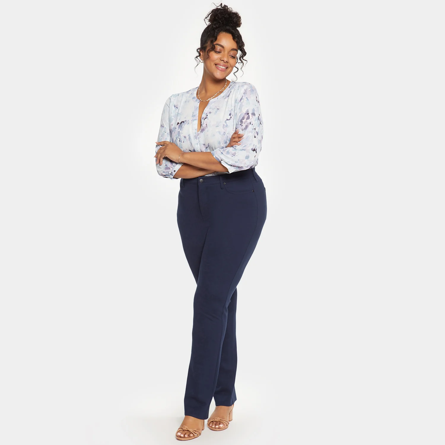 Marilyn Straight Pants In Plus Size - Oxford Navy - Image 7