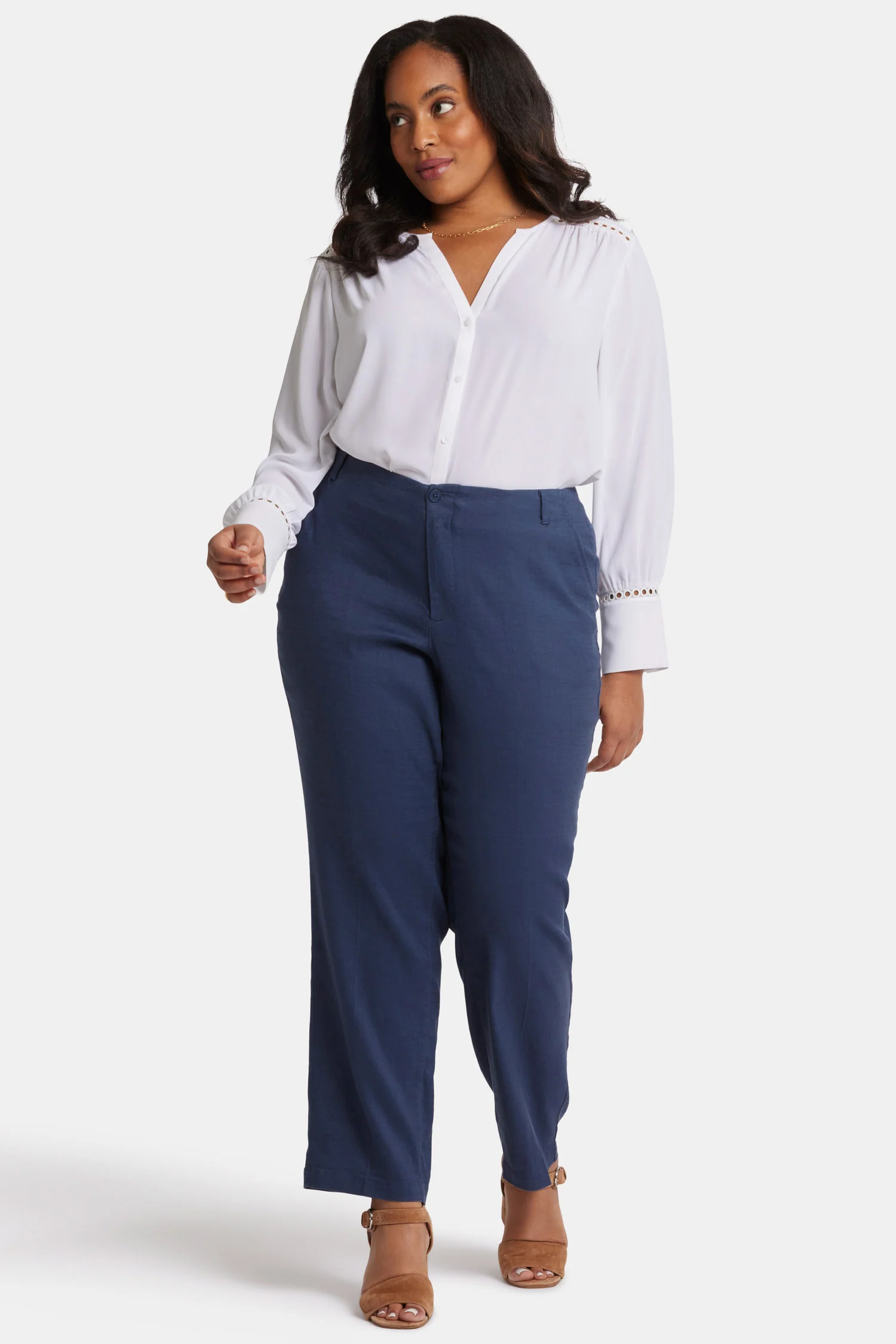 Marilyn Straight Pants In Plus Size - Oxford Navy - Image 4
