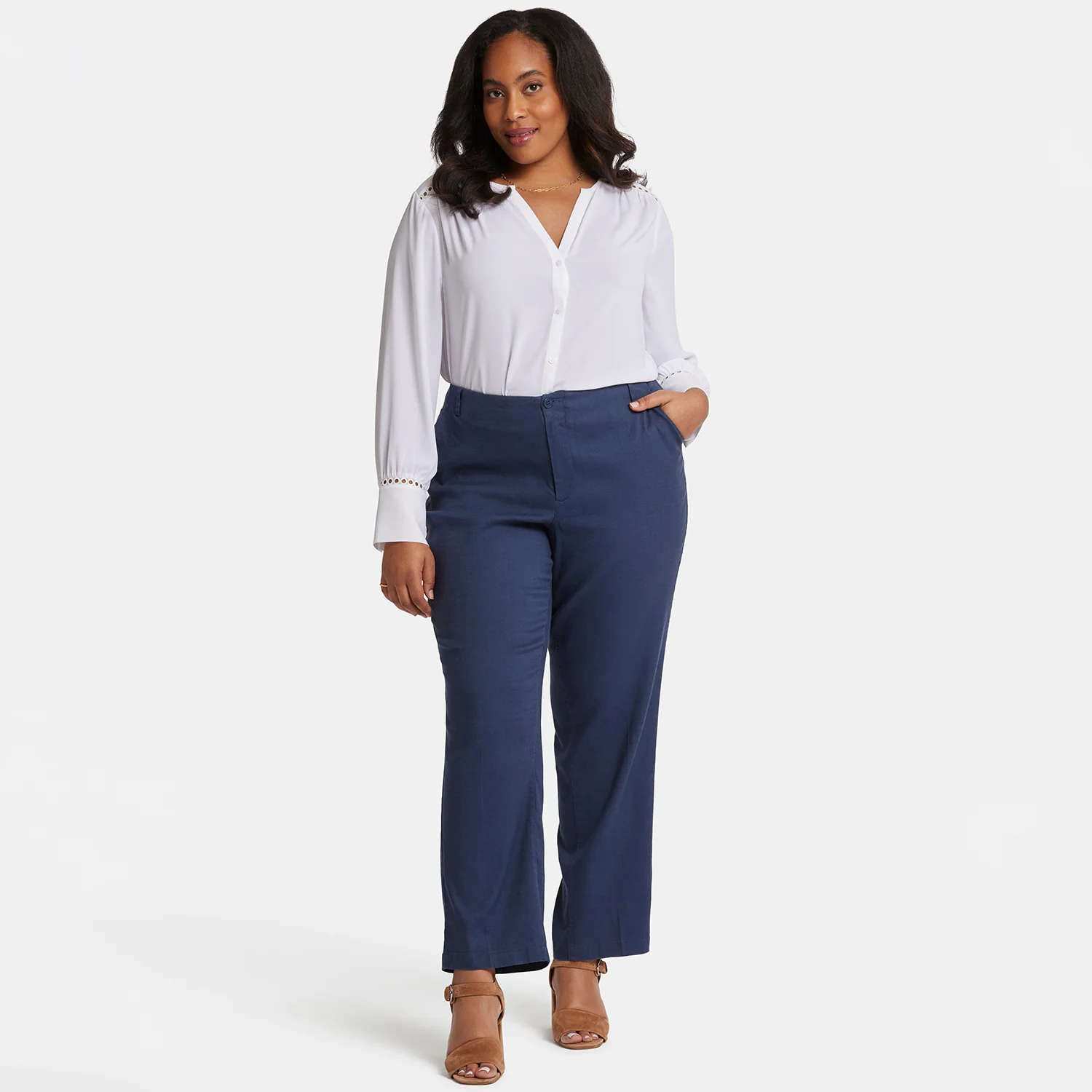 Marilyn Straight Pants In Plus Size - Oxford Navy - Image 7