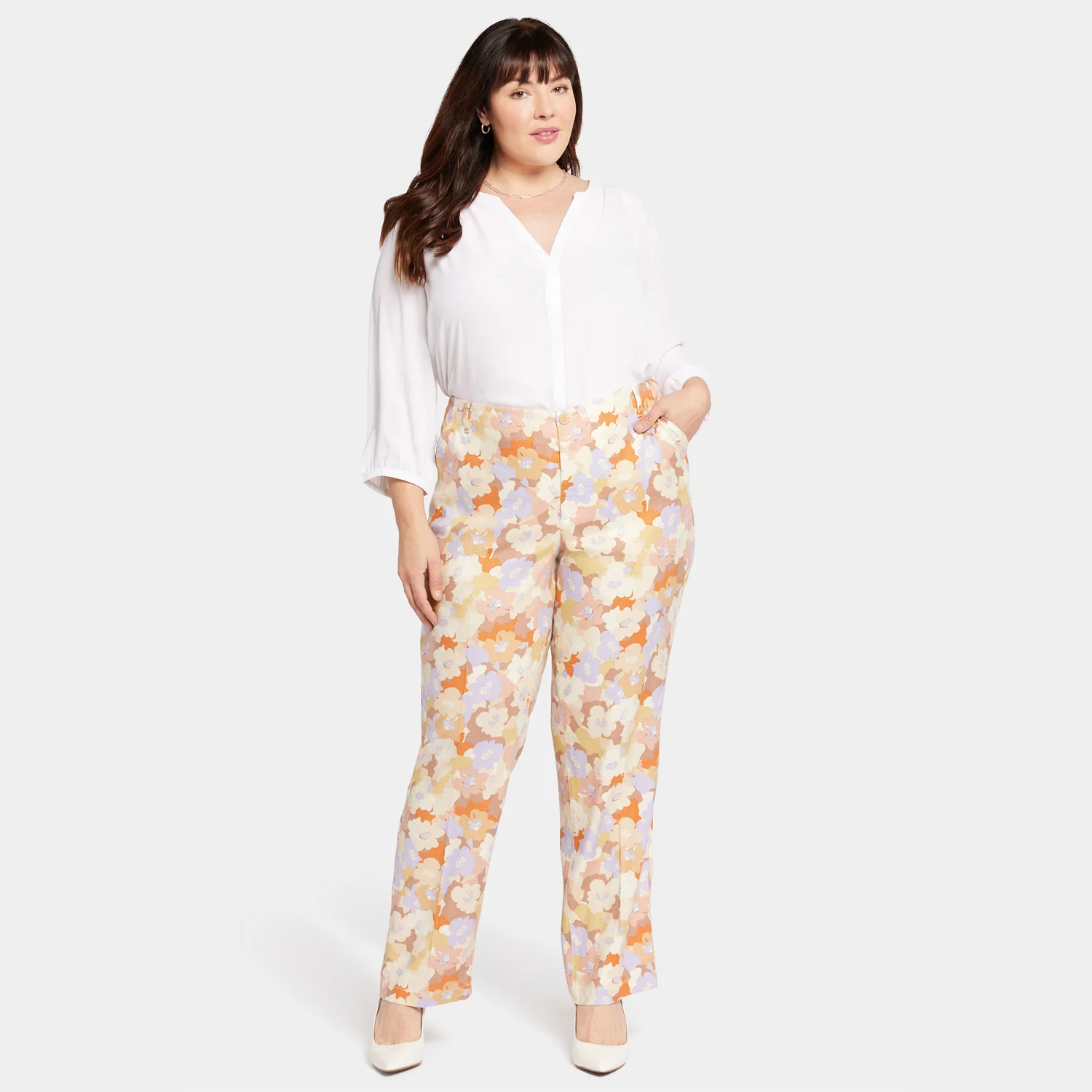 Marilyn Straight Pants In Plus Size - Sunset Grove - Image 7