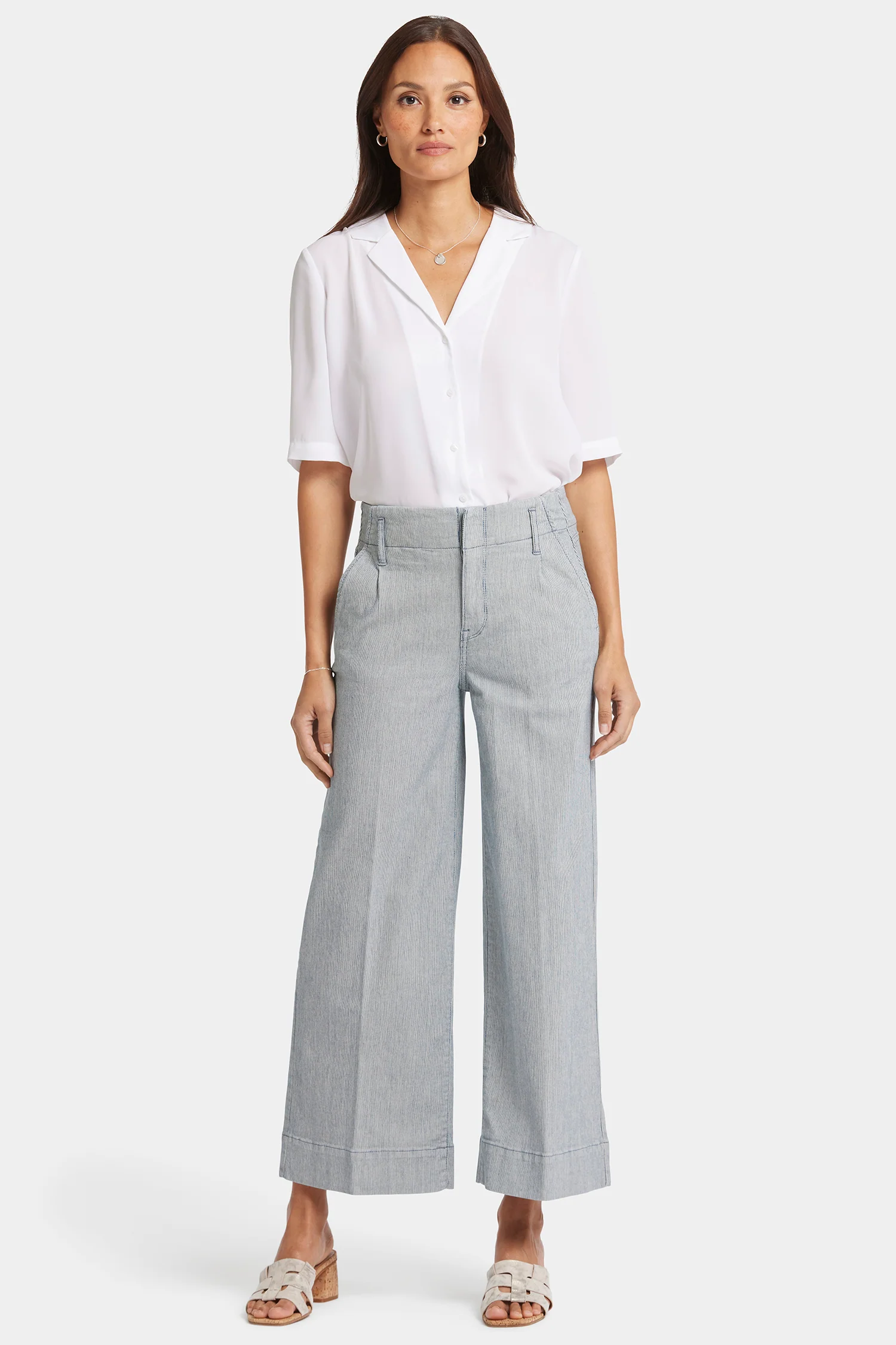 Mona Wide Leg Trouser Ankle Jeans - Canyon River Stripe - Image 4