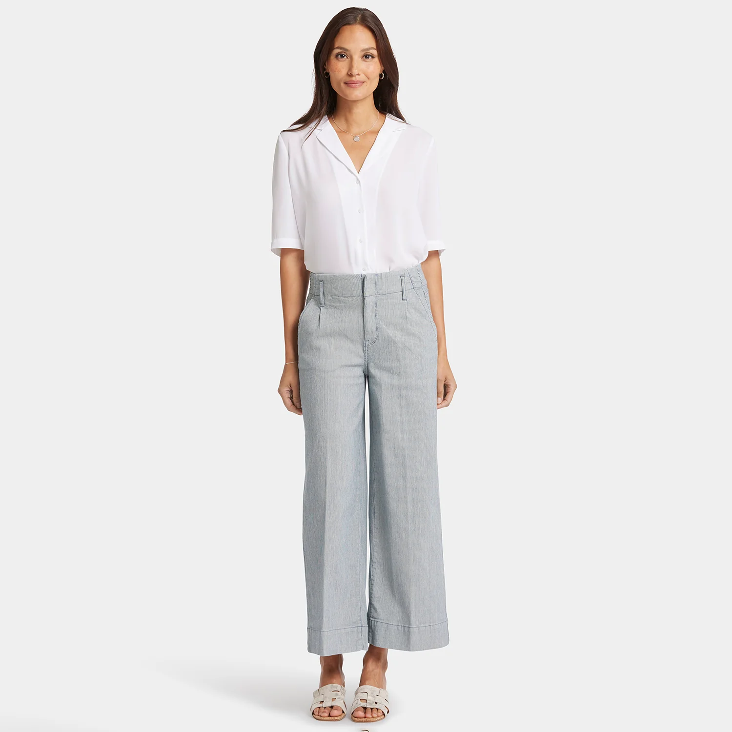 Mona Wide Leg Trouser Ankle Jeans - Canyon River Stripe - Image 7
