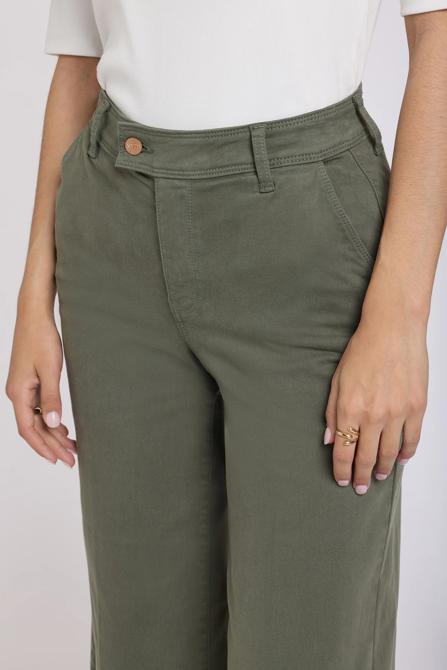 Mona Wide Leg Trouser Ankle Jeans  - Desert Green - Image 5