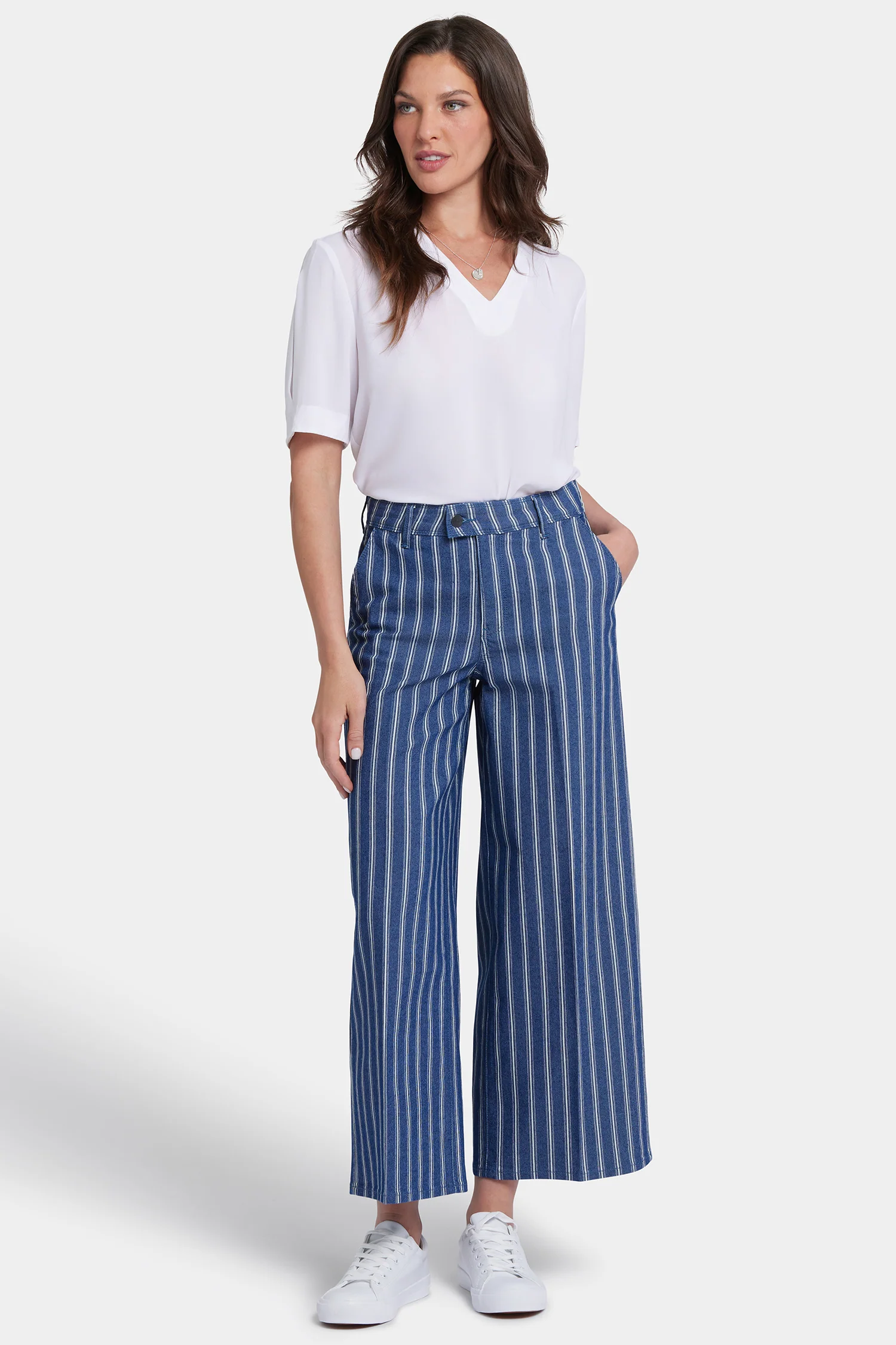 Mona Wide Leg Trouser Ankle Jeans - Huelva Stripe - Image 4