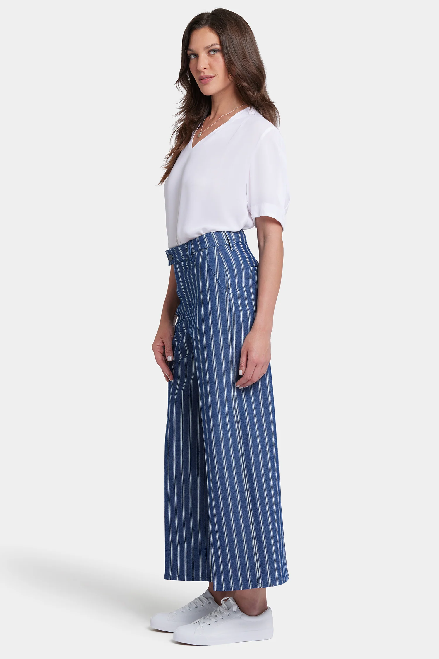 Mona Wide Leg Trouser Ankle Jeans - Huelva Stripe - Image 5