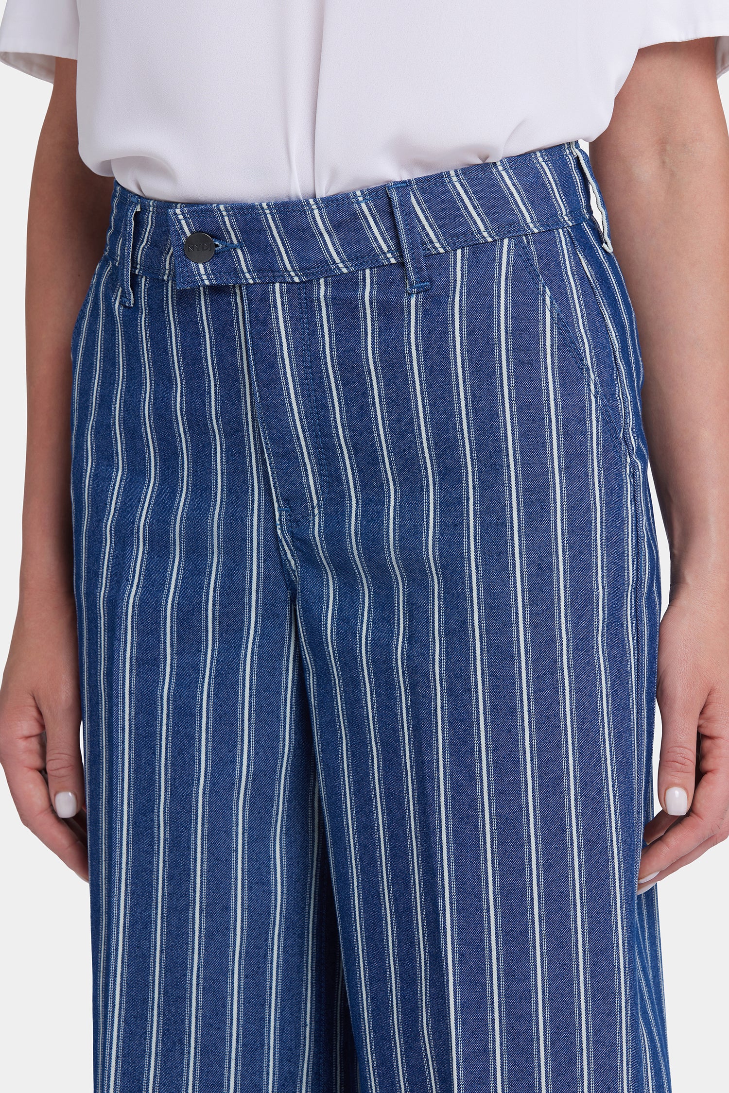 Mona Wide Leg Trouser Ankle Jeans - Huelva Stripe - Image 6