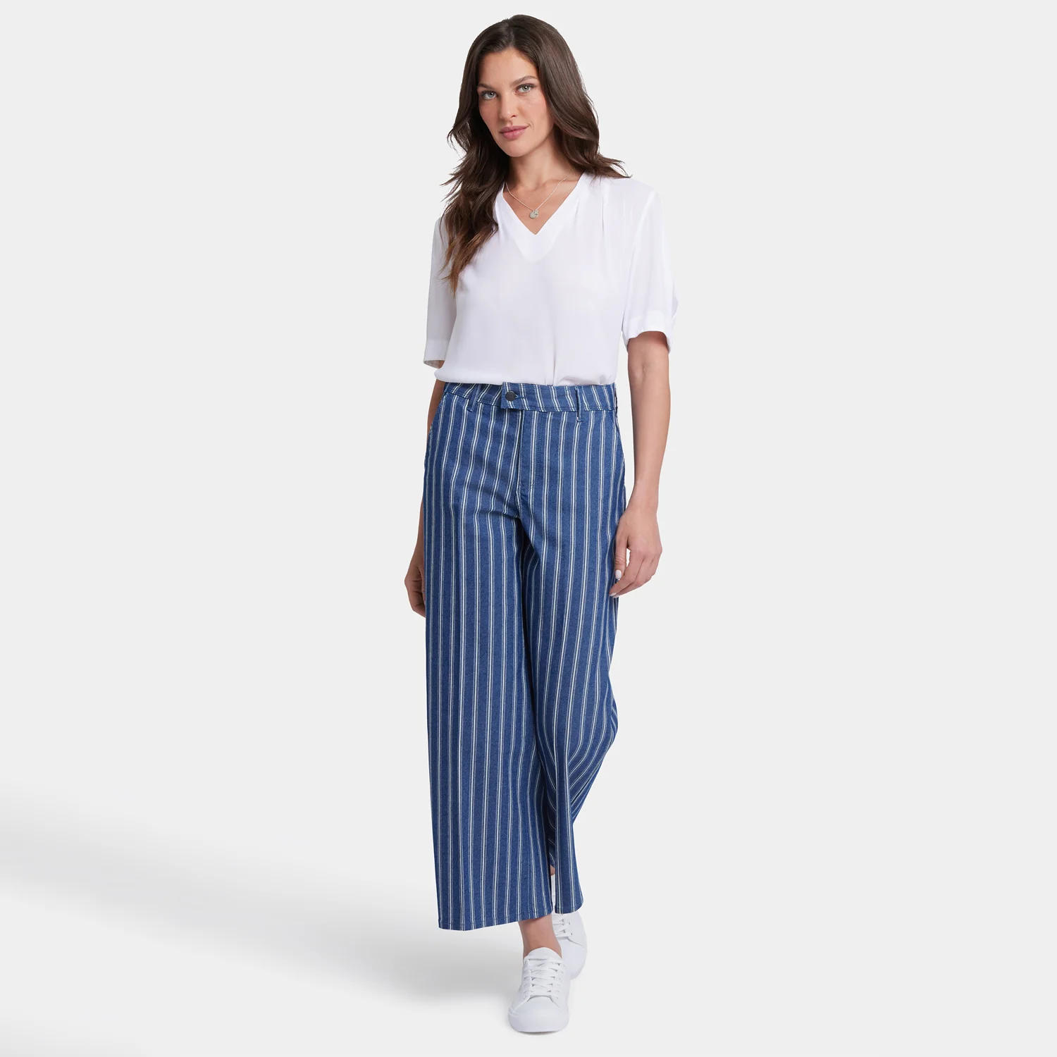 Mona Wide Leg Trouser Ankle Jeans - Huelva Stripe - Image 7