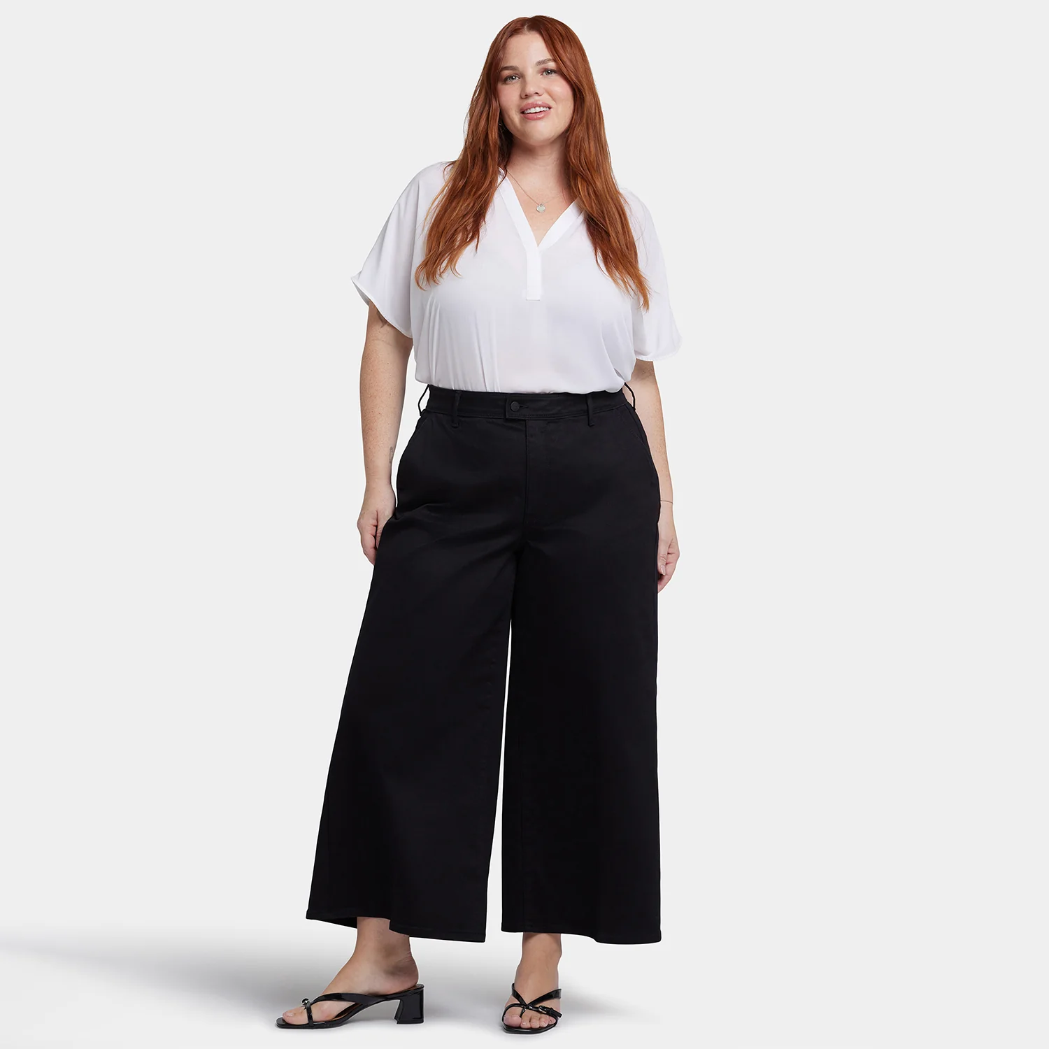 Mona Wide Leg Trouser Ankle Jeans In Plus Size - Black - Image 6