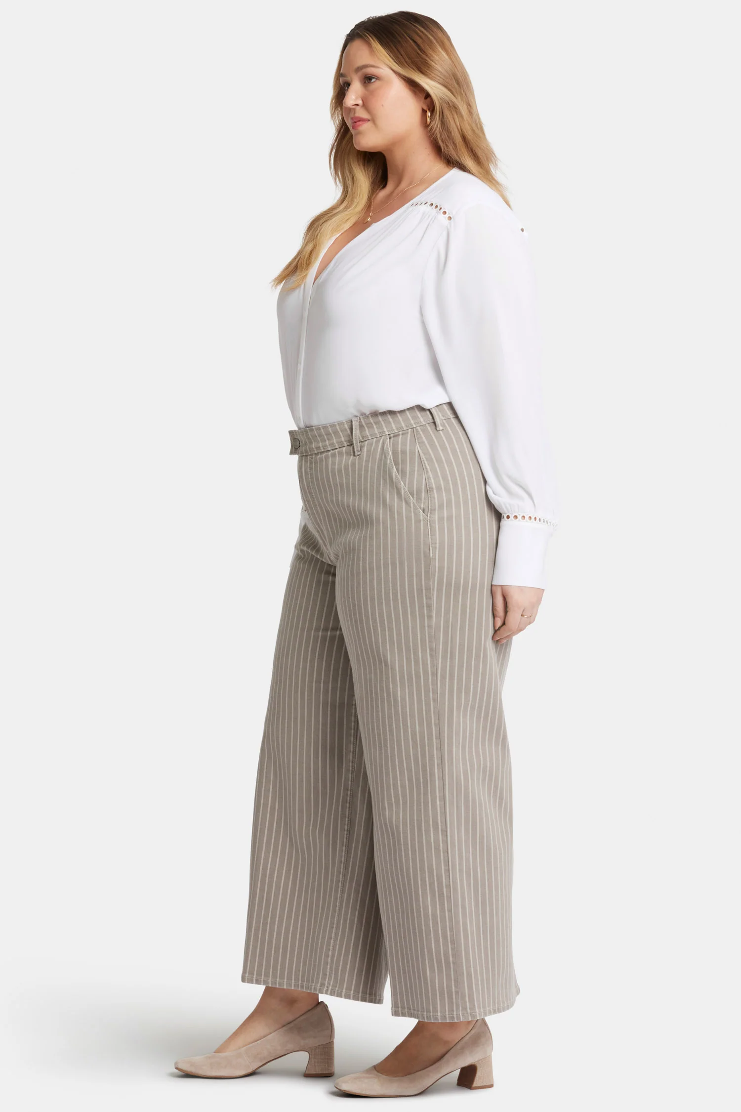 Mona Wide Leg Trouser Ankle Jeans In Plus Size - Boardwalk Stripe - Image 5
