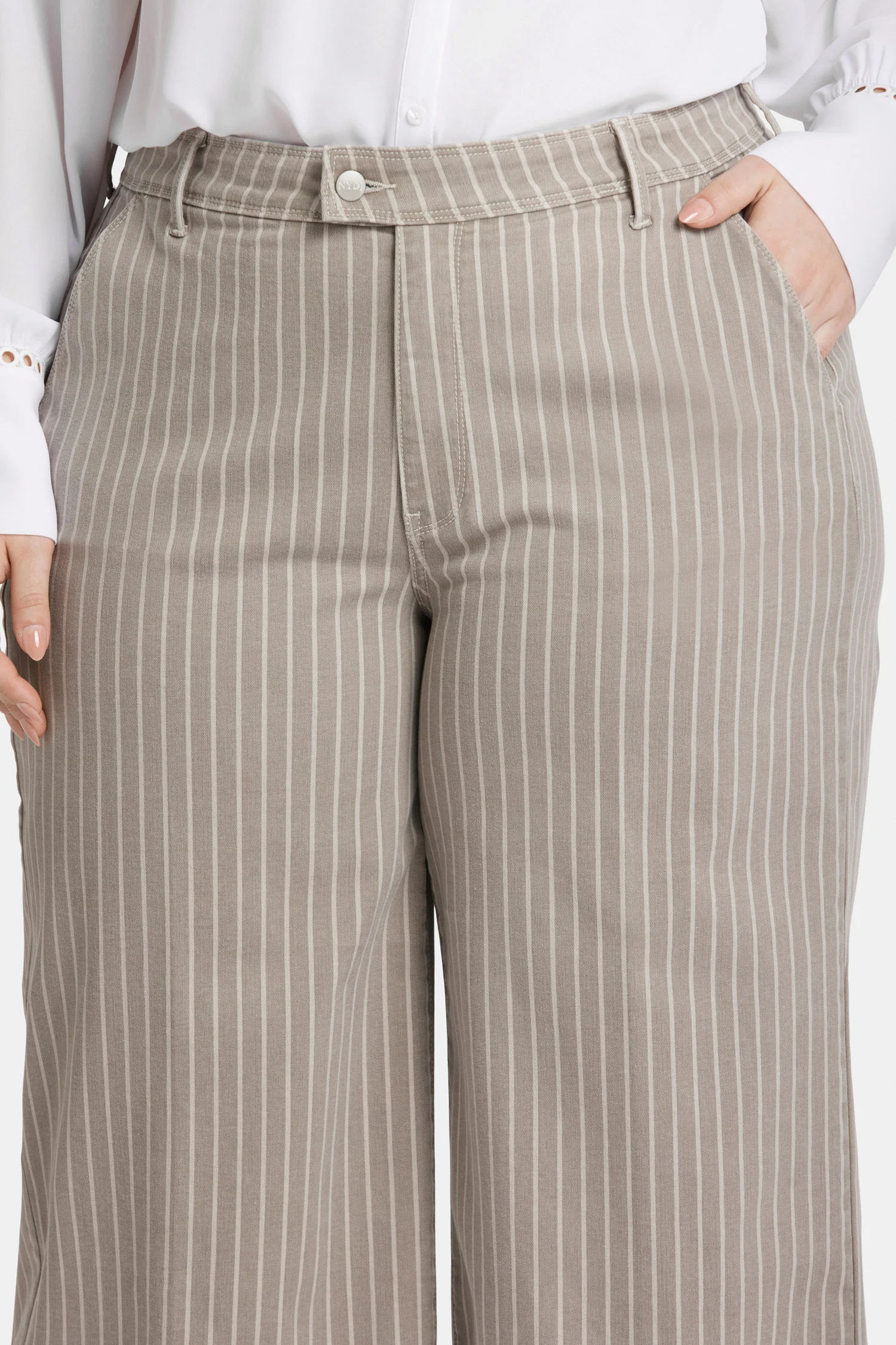 Mona Wide Leg Trouser Ankle Jeans In Plus Size - Boardwalk Stripe - Image 6