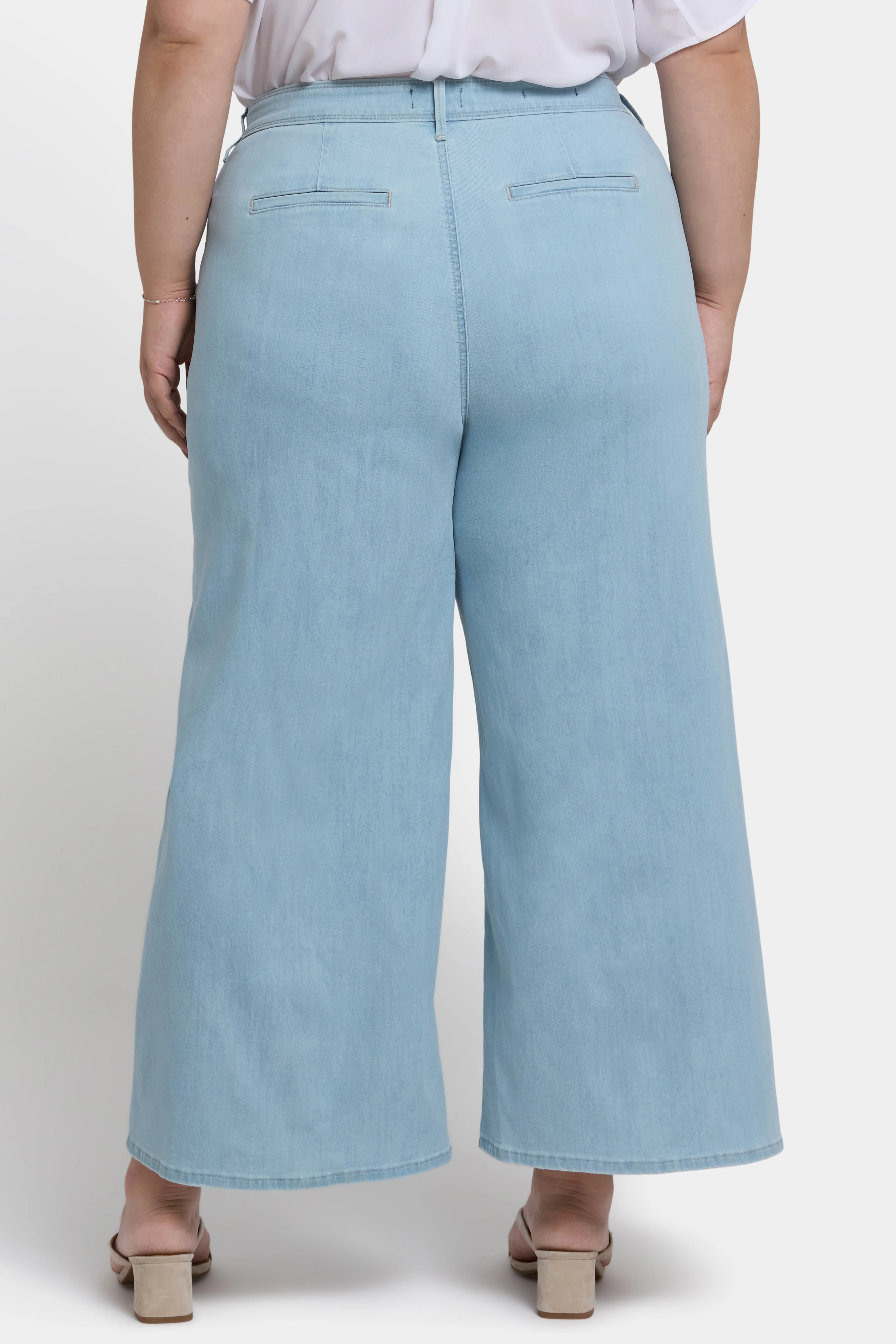 Mona Wide Leg Trouser Ankle Jeans In Plus Size - Clear Waters - Image 2