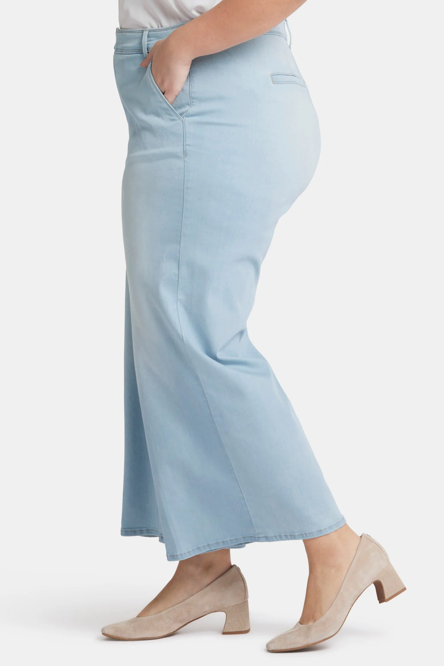 Mona Wide Leg Trouser Ankle Jeans In Plus Size - Oceanfront - Image 3