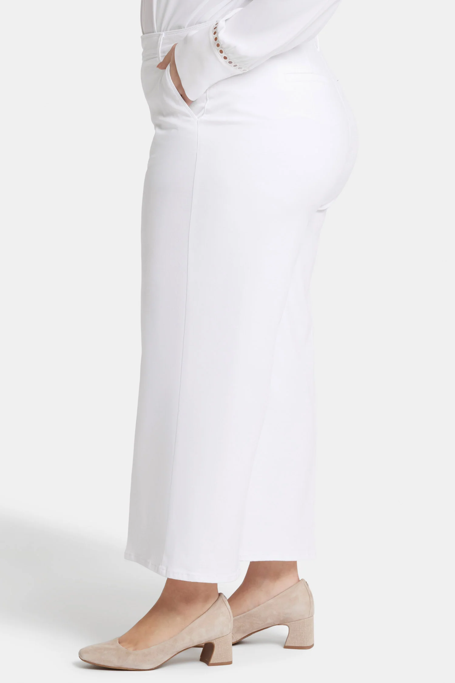 Mona Wide Leg Trouser Ankle Jeans In Plus Size - Optic White - Image 3