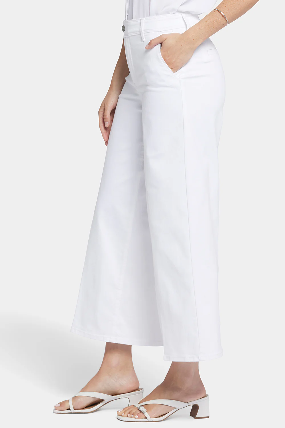 Mona Wide Leg Trouser Ankle Jeans  - Optic White - Image 3