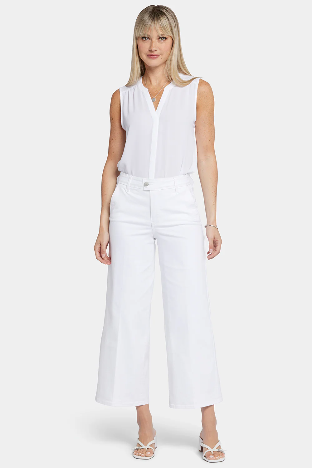 Mona Wide Leg Trouser Ankle Jeans  - Optic White - Image 4