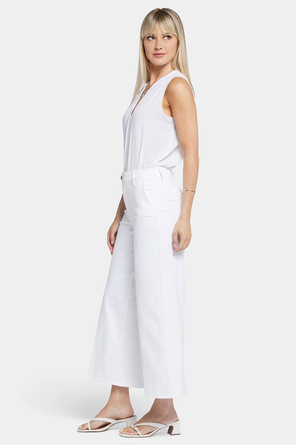 Mona Wide Leg Trouser Ankle Jeans  - Optic White - Image 5