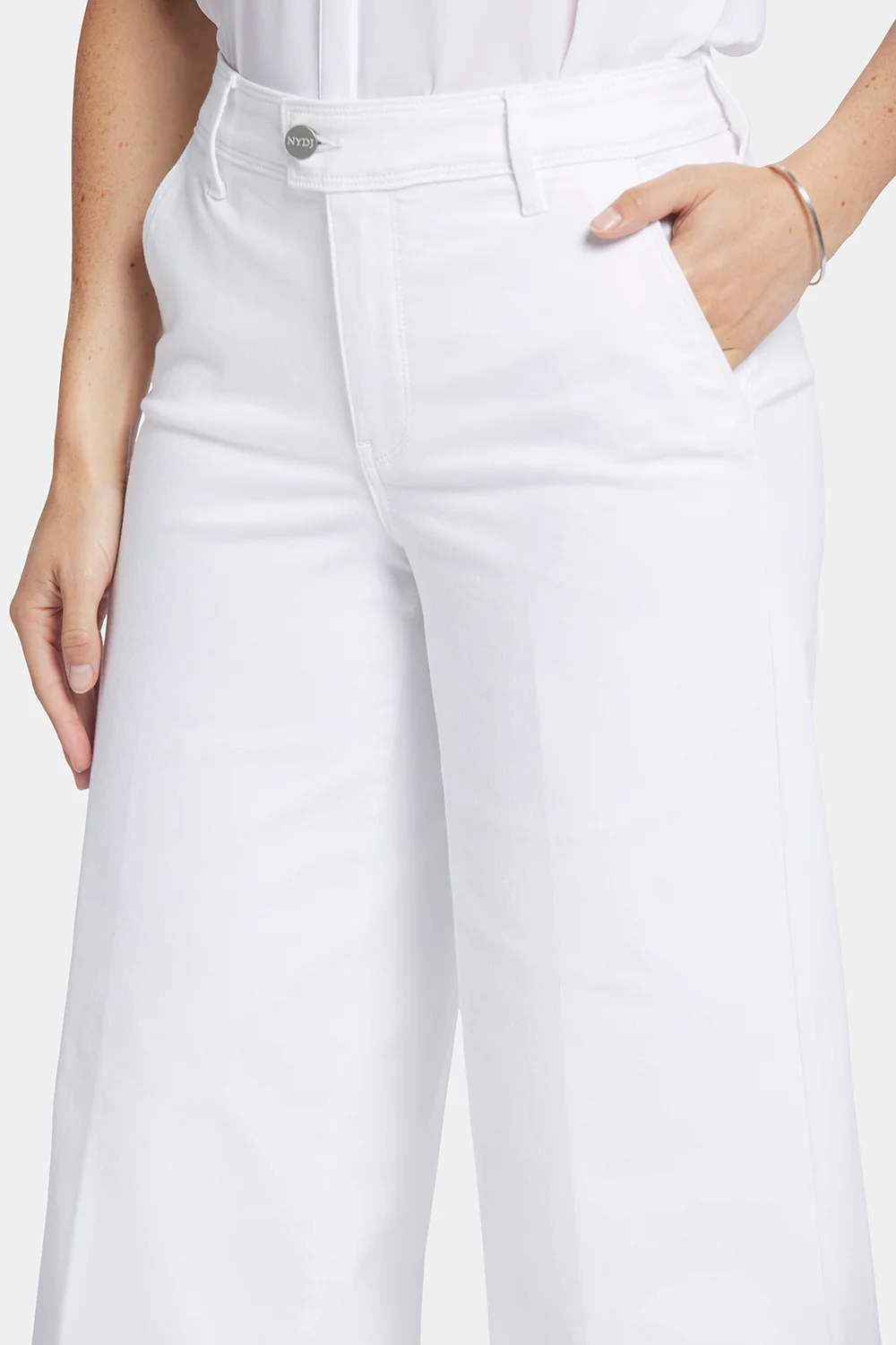 Mona Wide Leg Trouser Ankle Jeans  - Optic White - Image 6