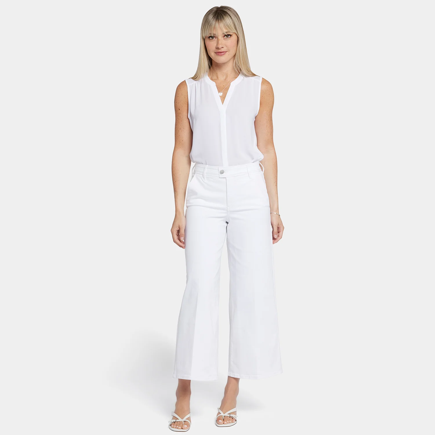 Mona Wide Leg Trouser Ankle Jeans  - Optic White - Image 7