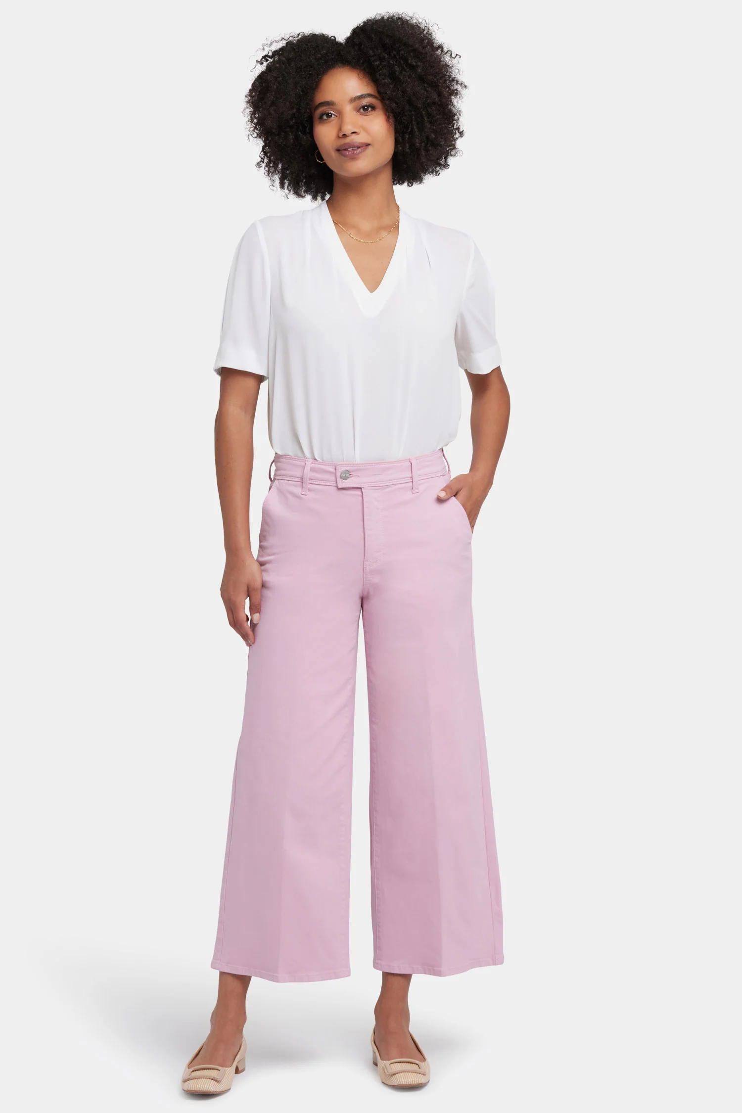 Mona Wide Leg Trouser Ankle Jeans - Pink Nectar - Image 4