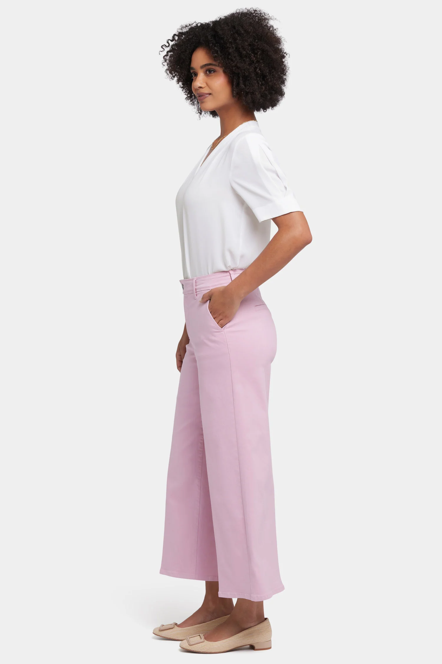 Mona Wide Leg Trouser Ankle Jeans - Pink Nectar - Image 5