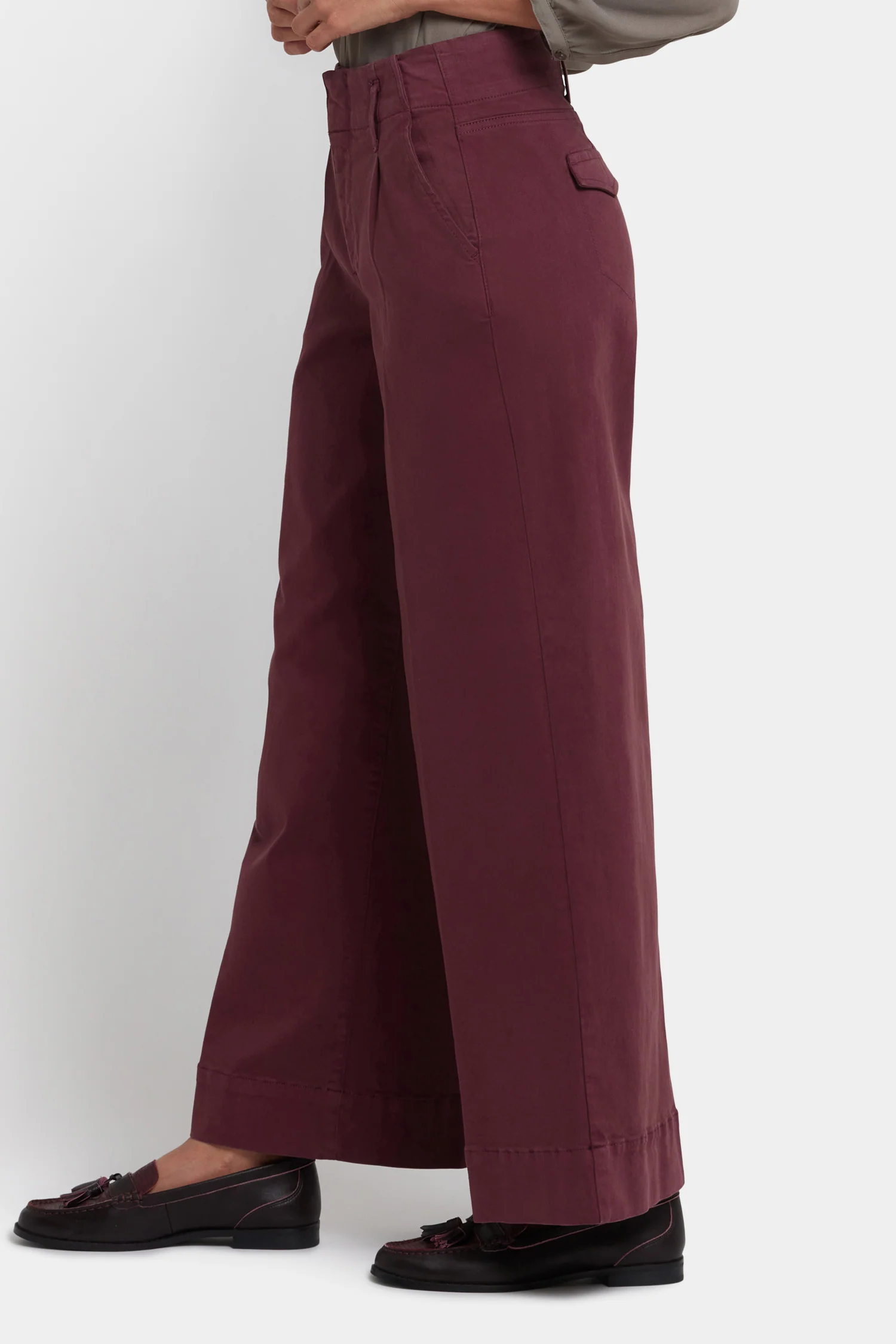 Mona Wide Leg Trouser Jeans - Sienna Red - Image 3