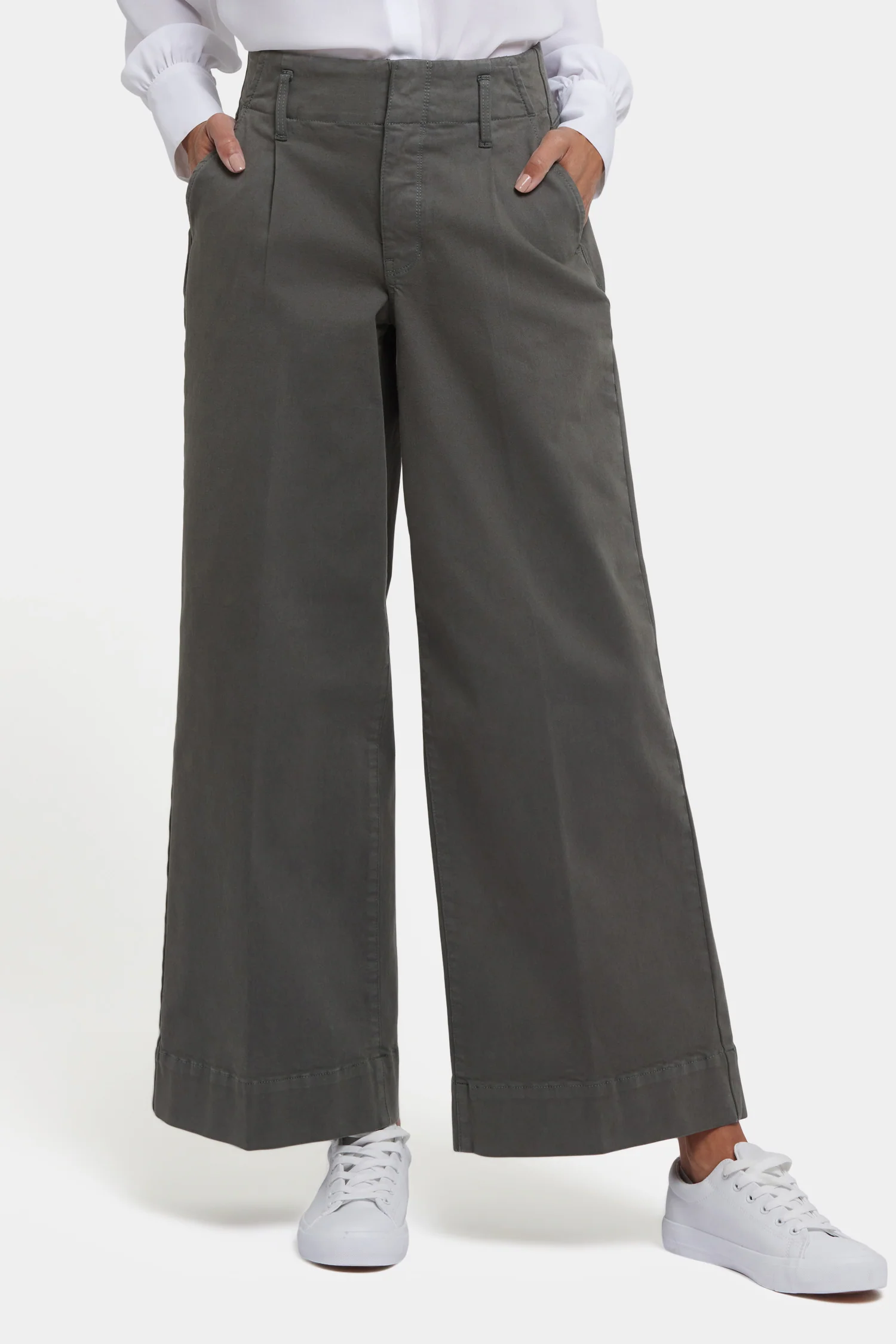 Mona Wide Leg Trouser Jeans - Vine Leaf - Image 4