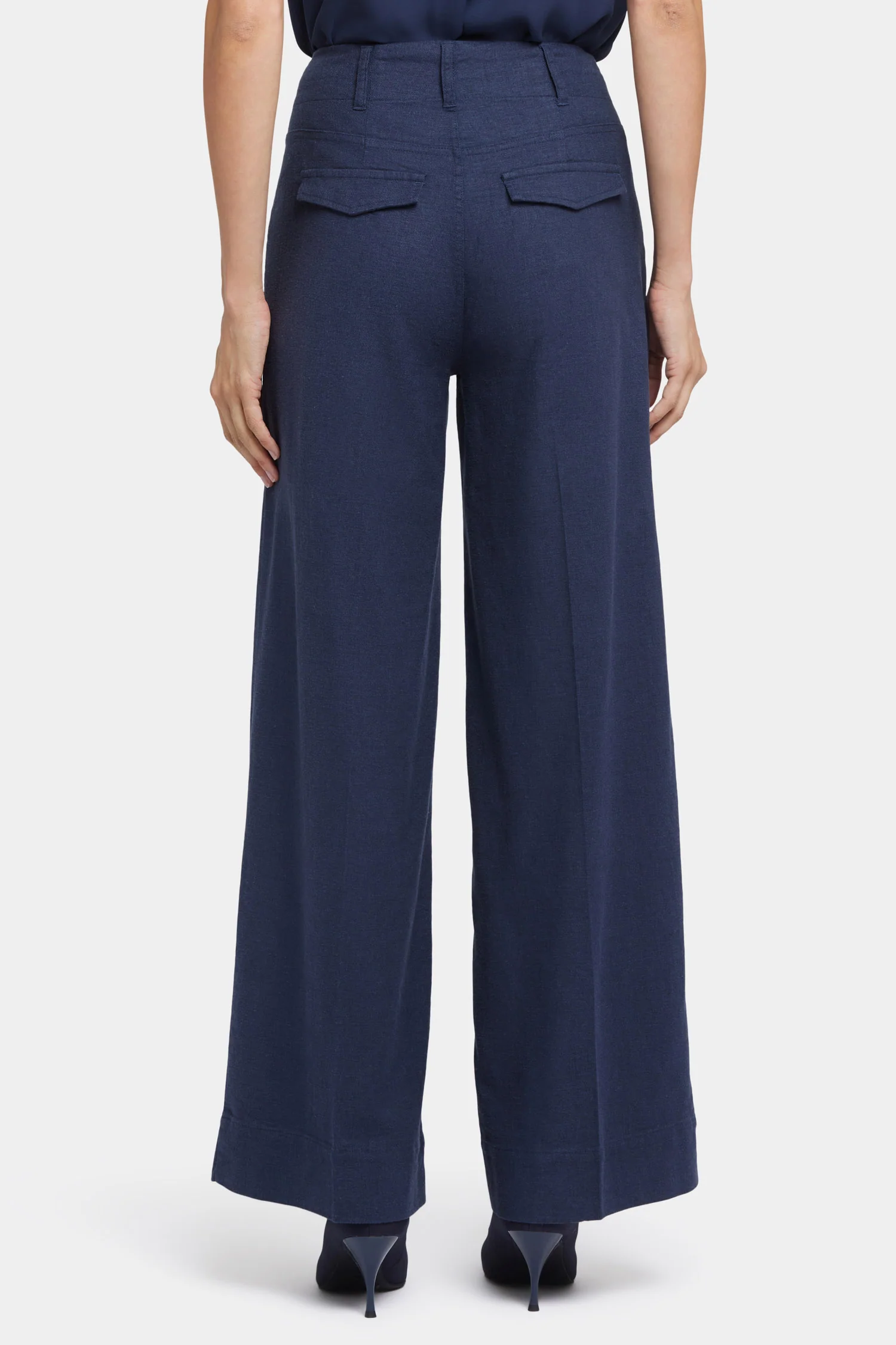 Mona Wide Leg Trouser Pants - Oxford Navy - Image 2