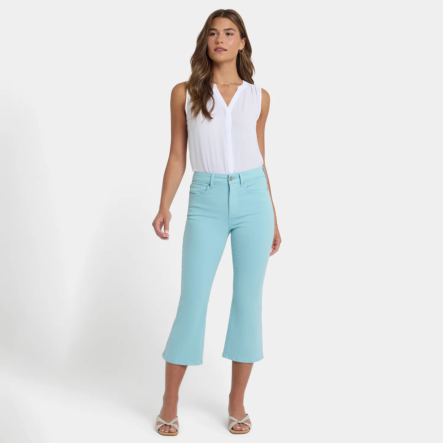 Monica Kick Flare Crop Jeans - Aqua Haze - Image 6