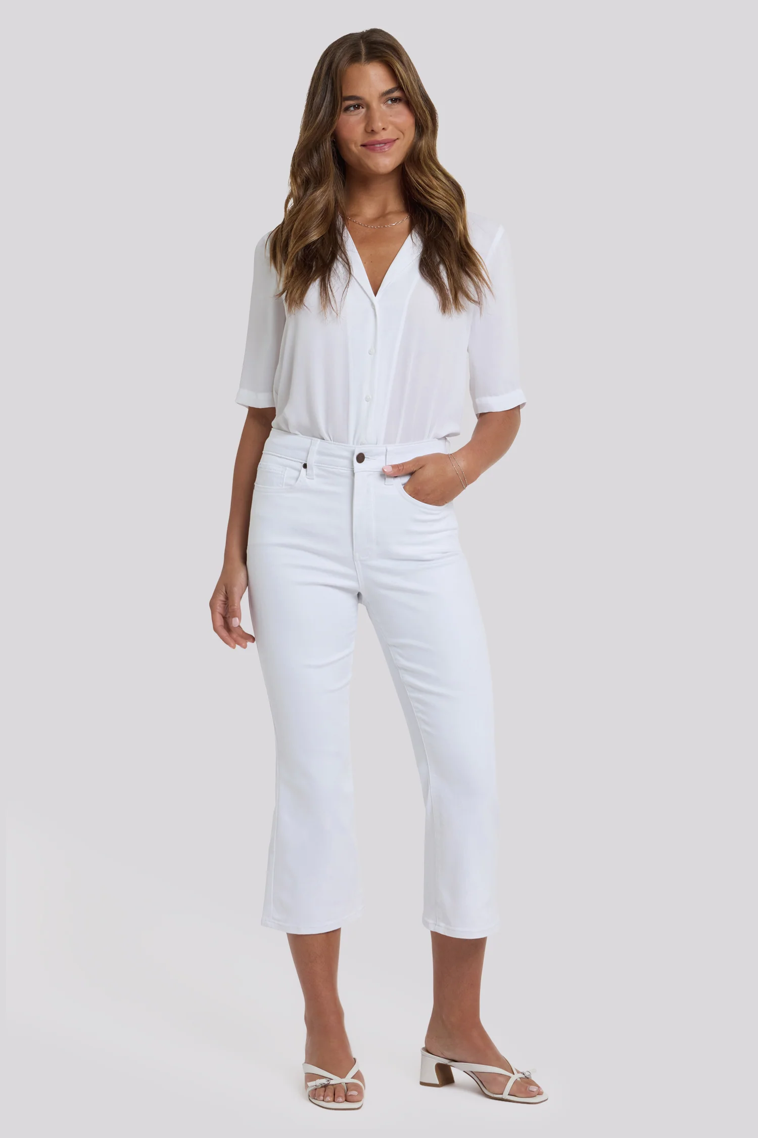 Monica Kick Flare Crop Jeans - Optic White