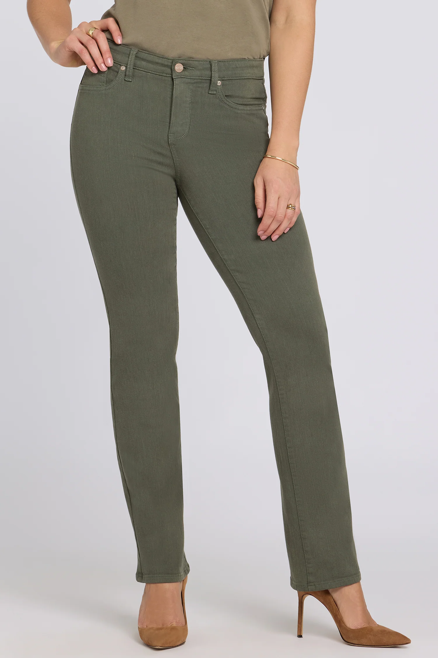 No Gapper™ Marilyn Straight Jeans - Desert Green - Image 5