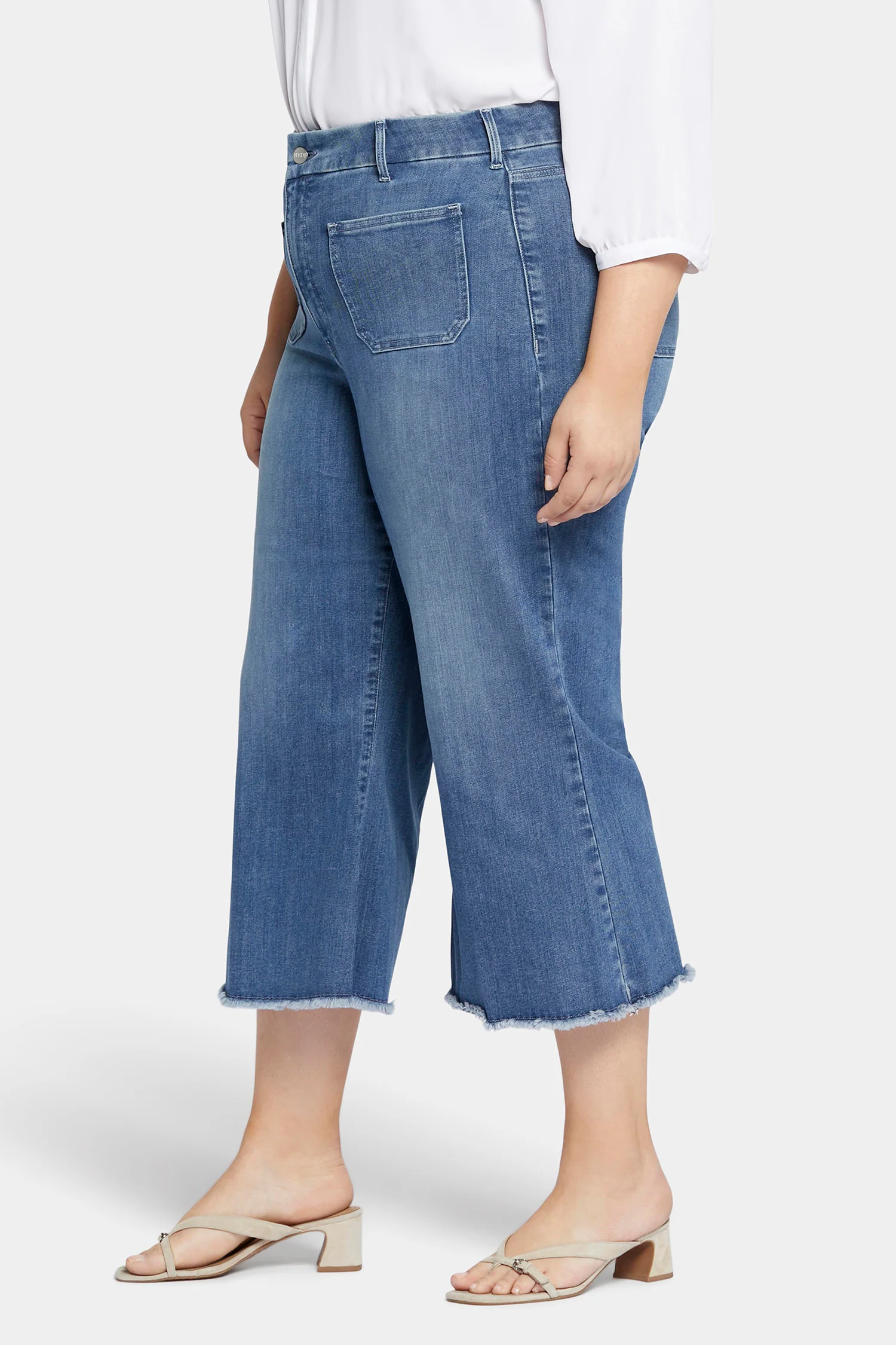 Patchie Wide Leg Capri Jeans In Petite Plus Size - Compass - Image 3