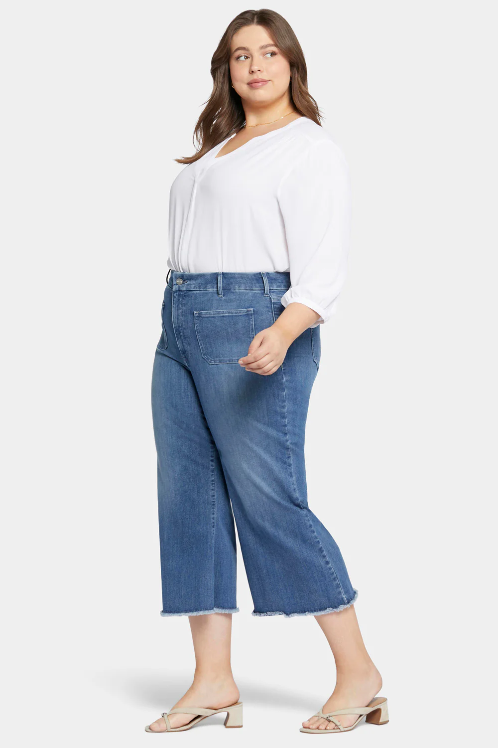 Patchie Wide Leg Capri Jeans In Plus Size - Compass - Image 5