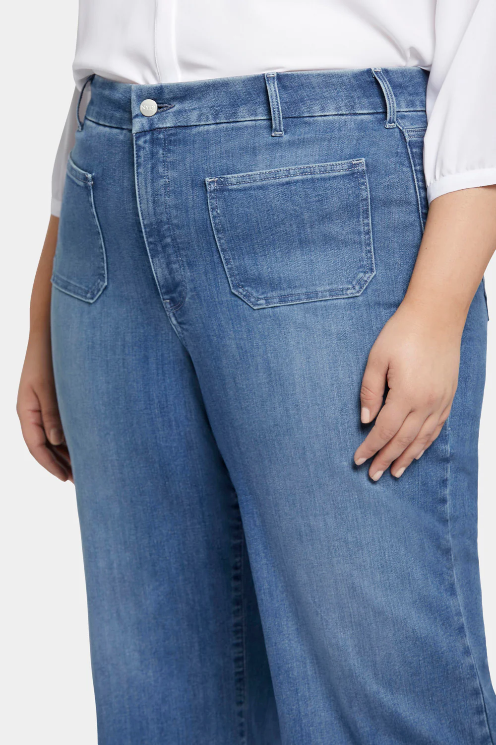 Patchie Wide Leg Capri Jeans In Plus Size - Compass - Image 6