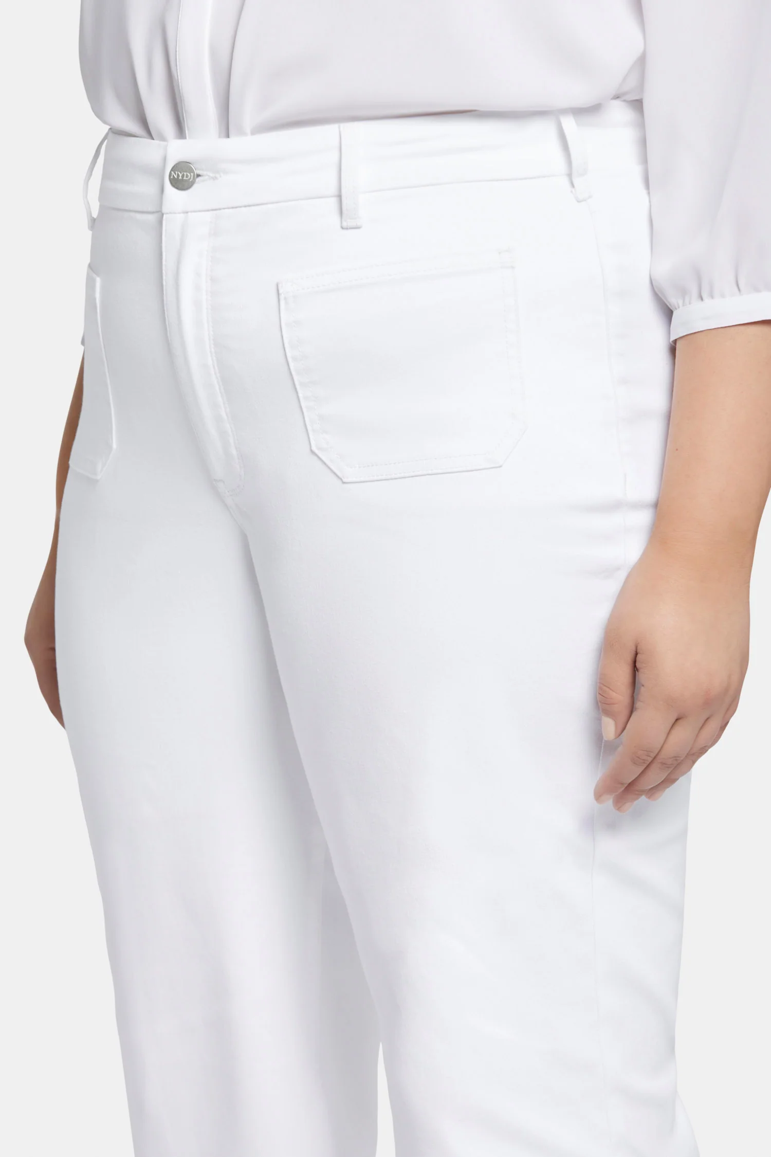 Patchie Wide Leg Capri Jeans In Plus Size - Optic White - Image 6