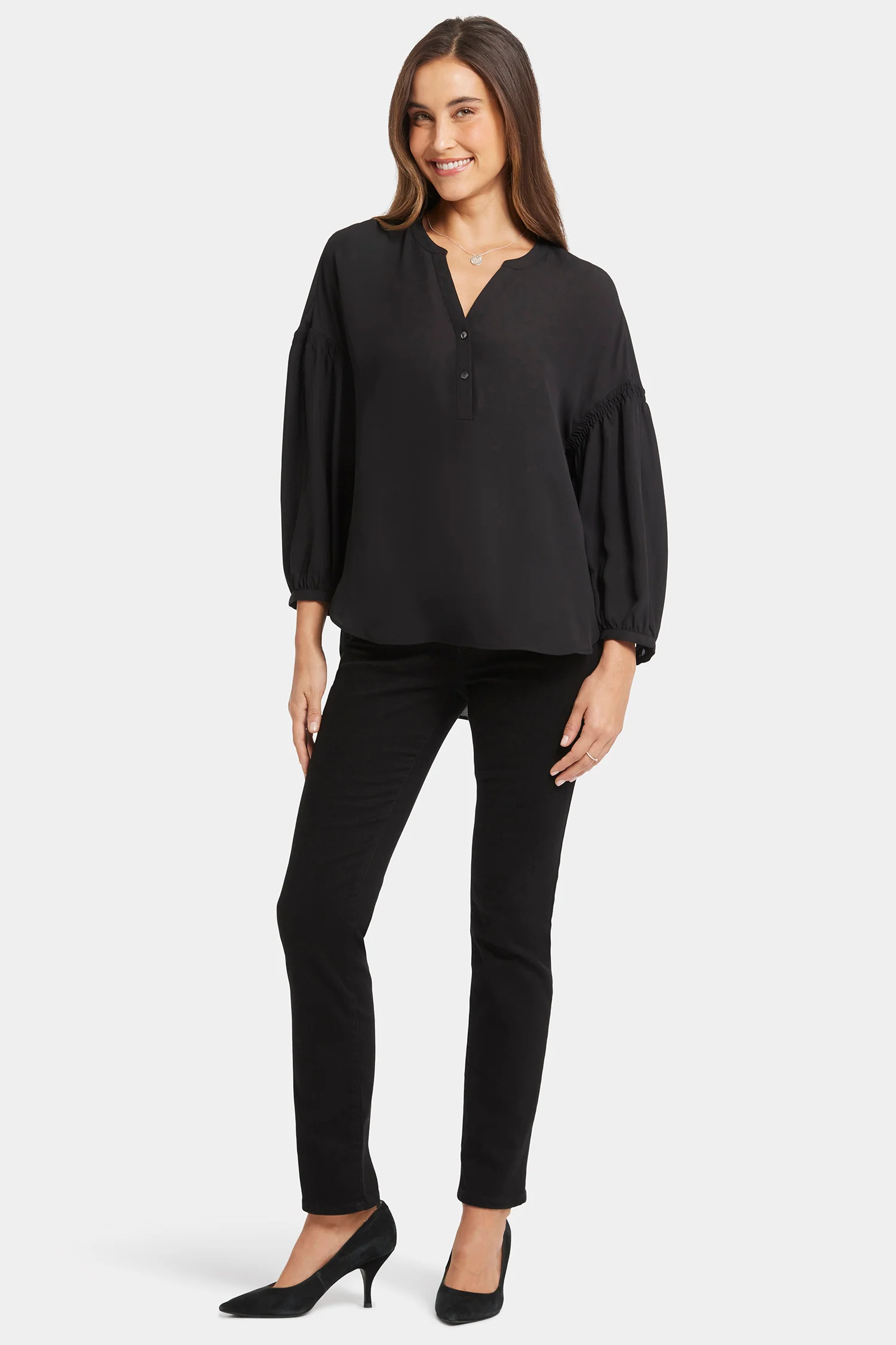 Paulina Peasant Blouse - Black - Image 5