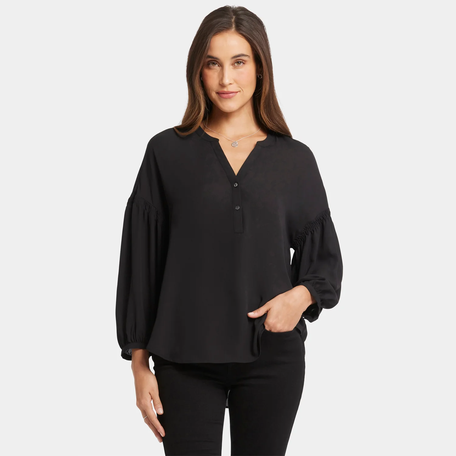 Paulina Peasant Blouse - Black - Image 7