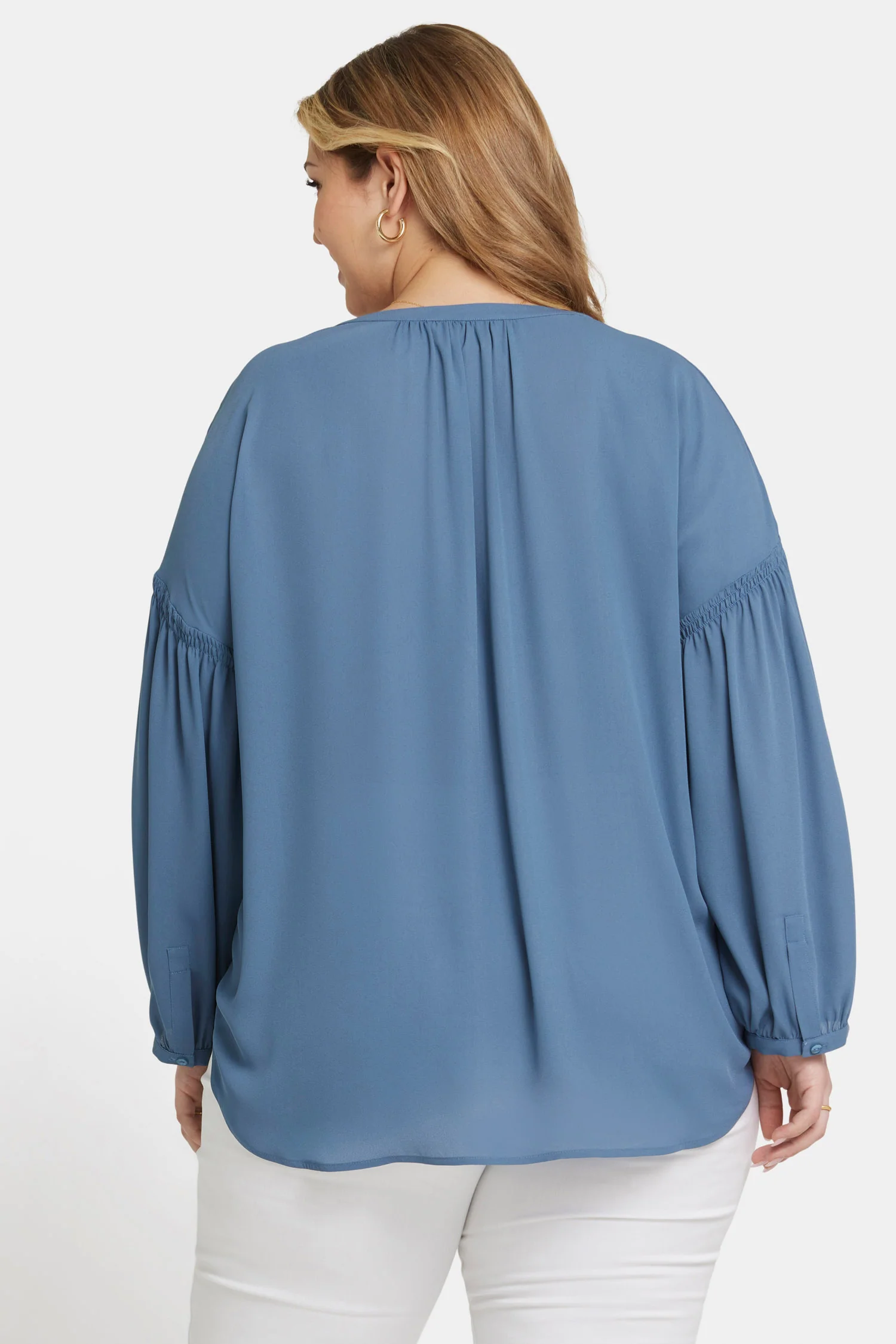 Paulina Peasant Blouse In Plus Size - Blue Stone - Image 2
